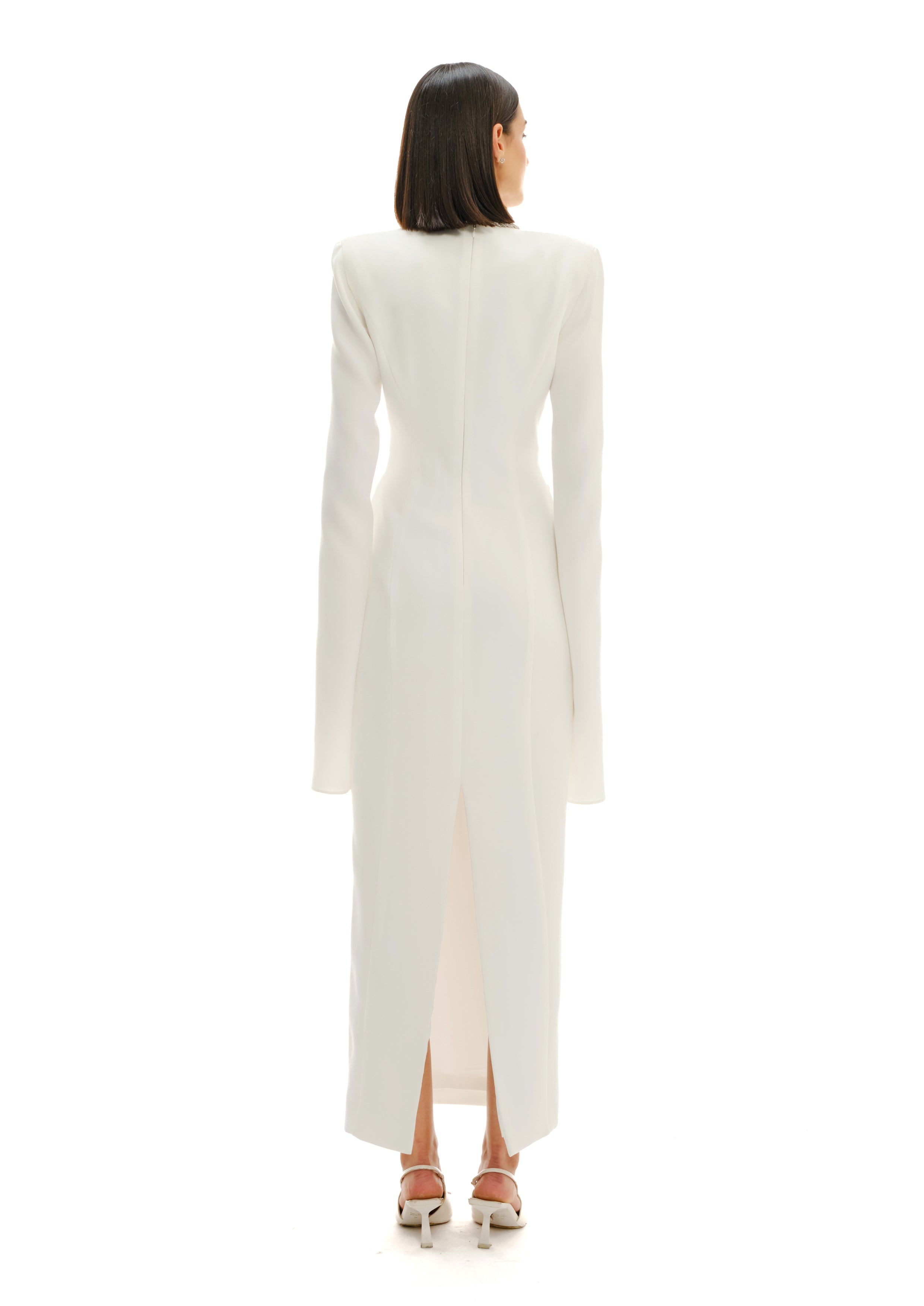 SCULPTED PLUNGE MIDI DRESSS