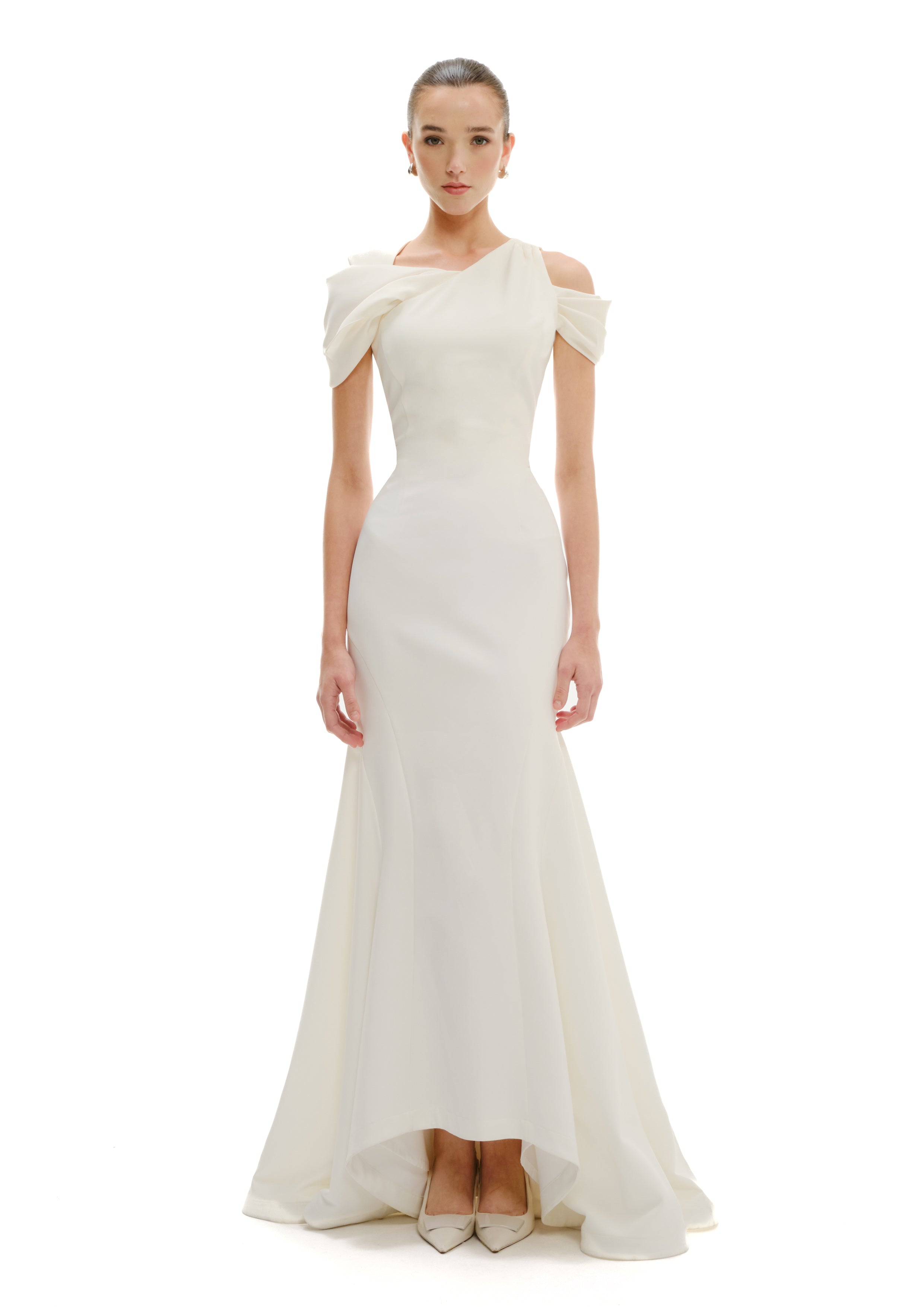 MAXI DRESS WITH DRAPED SHOULDER DETAILS