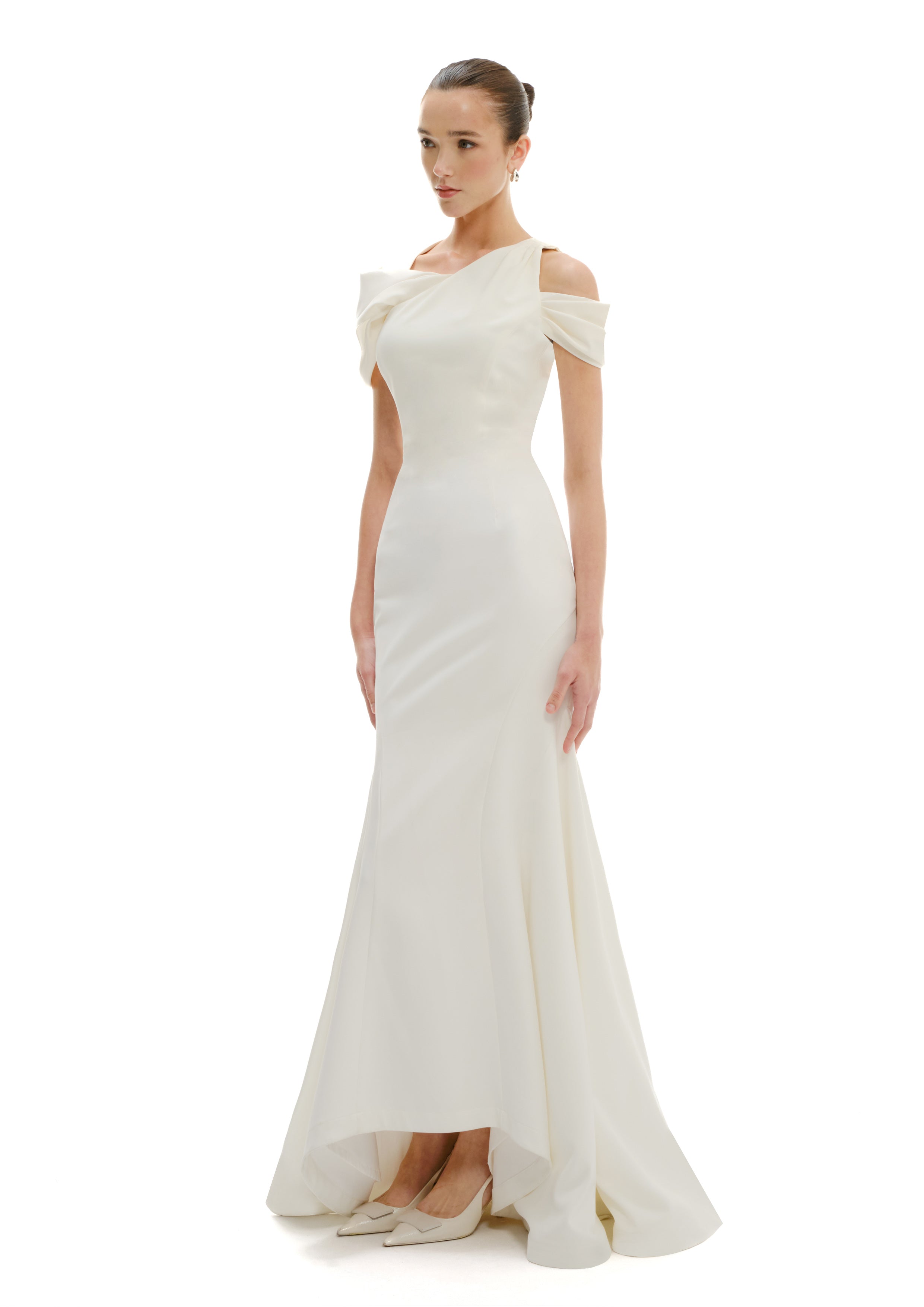 MAXI DRESS WITH DRAPED SHOULDER DETAILS