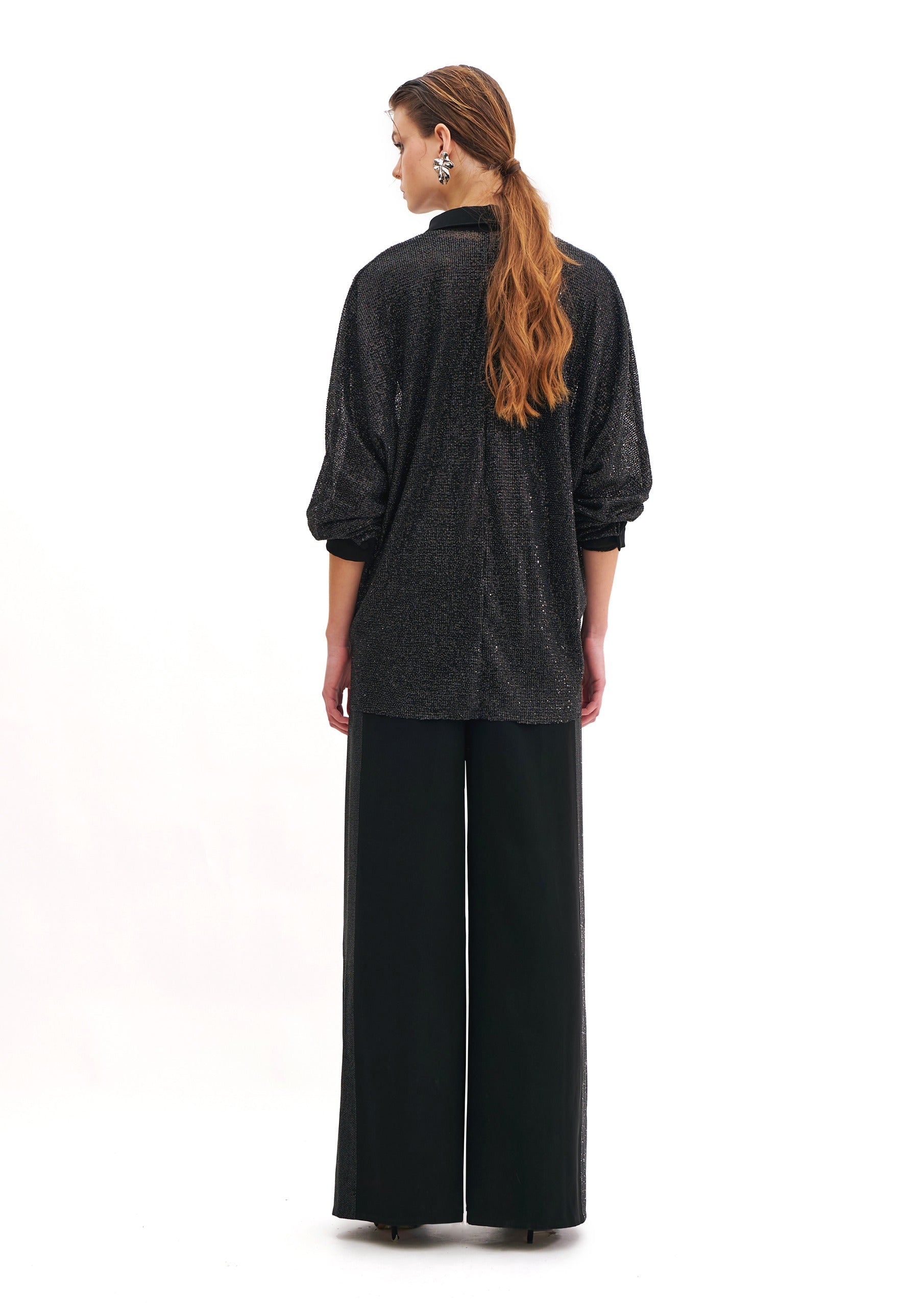 GARNET TROUSERS WITH STARLIT ACCENTS