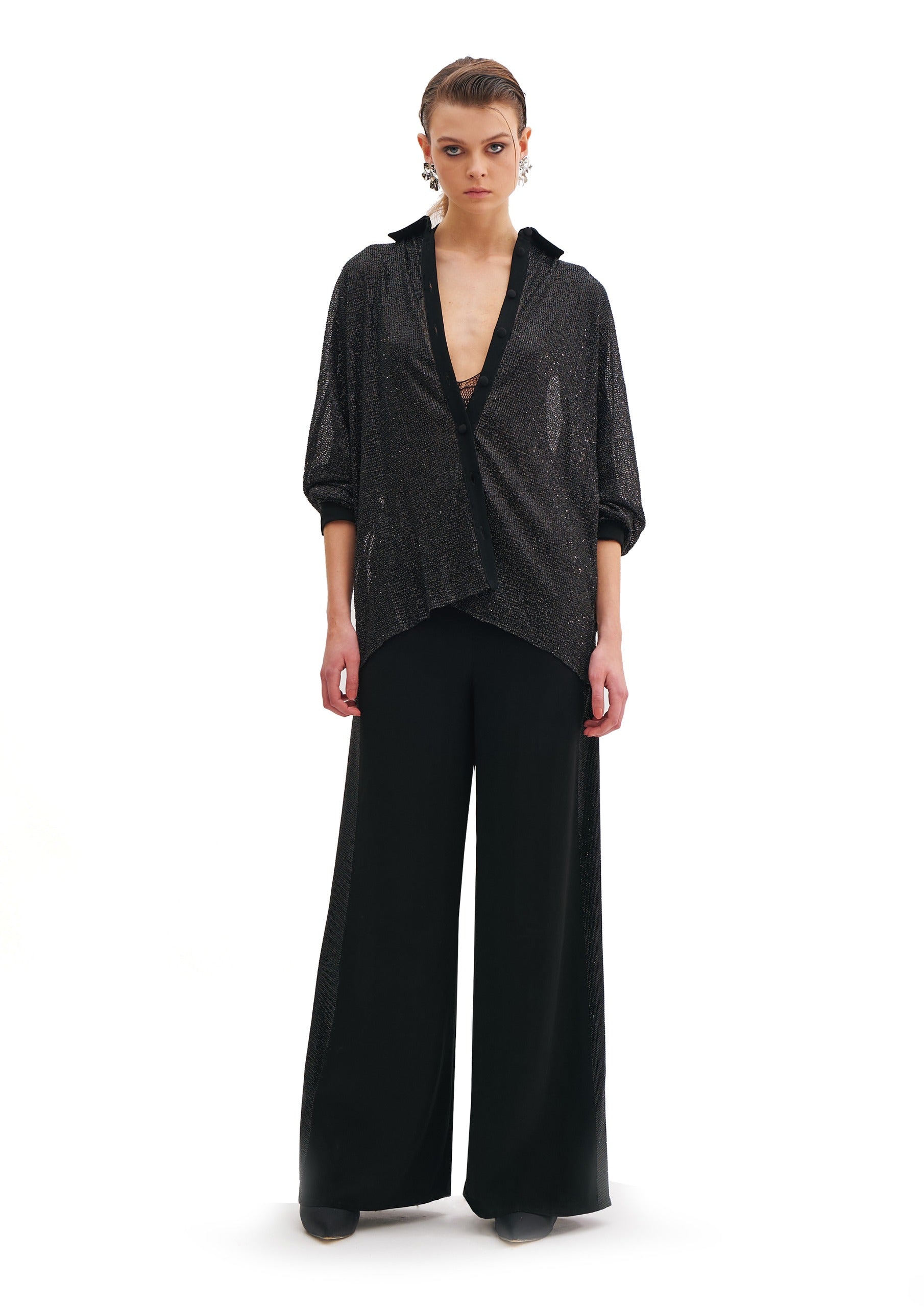 NOIR CRYSTAL LONG SLEEVES SHIRT