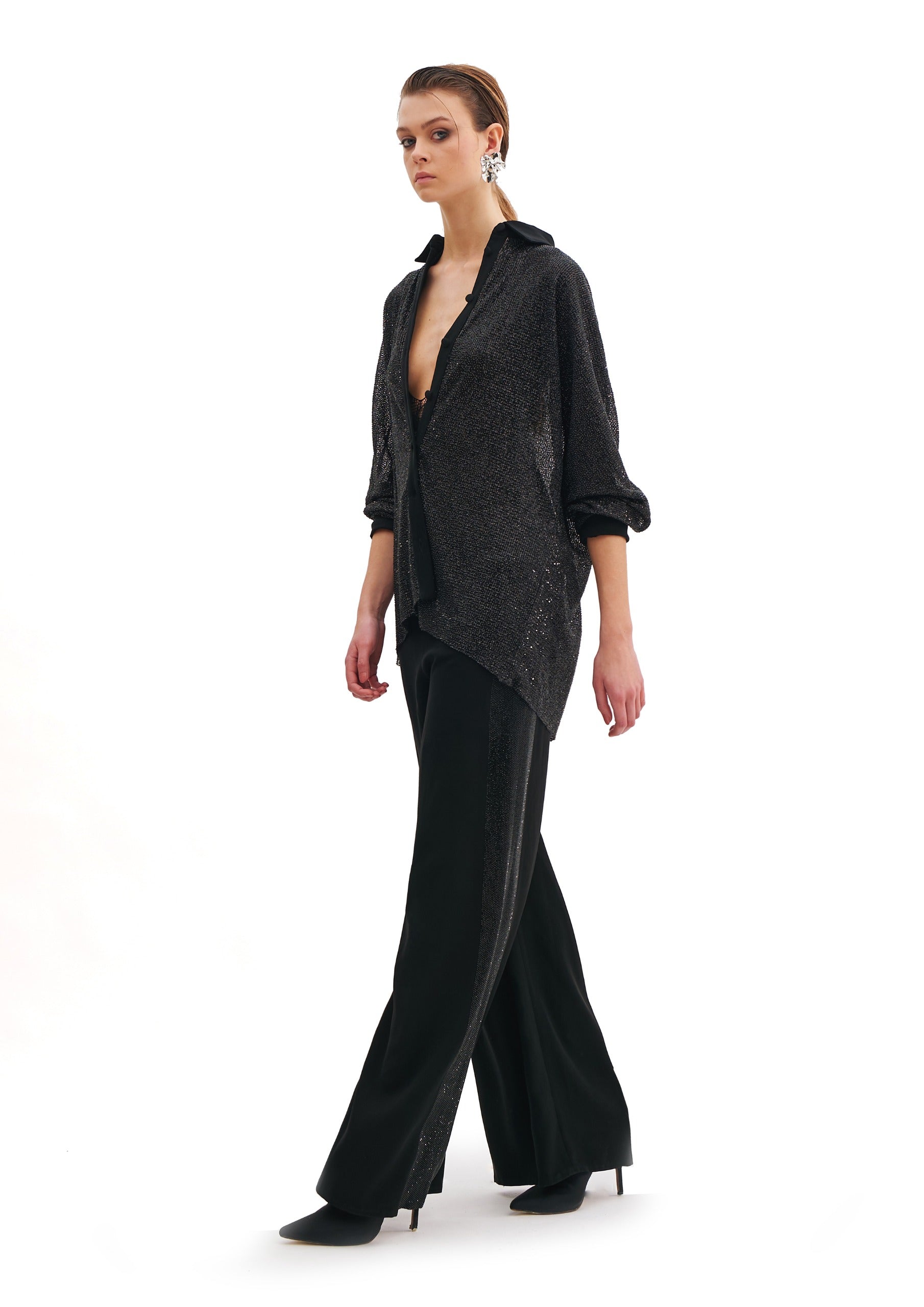 NOIR CRYSTAL LONG SLEEVES SHIRT