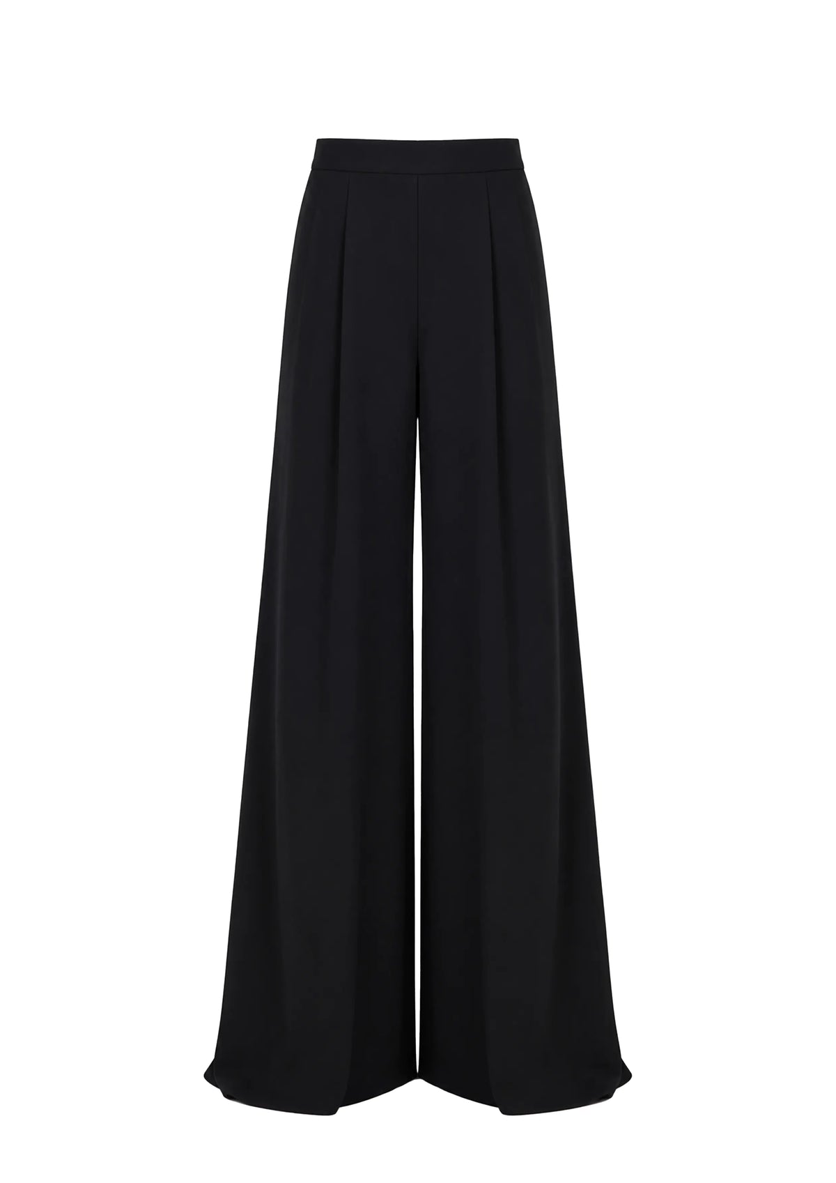 Avaro Figlio Black wide-leg cropped trousers with a high waist and front pleats, shown on a plain white background.