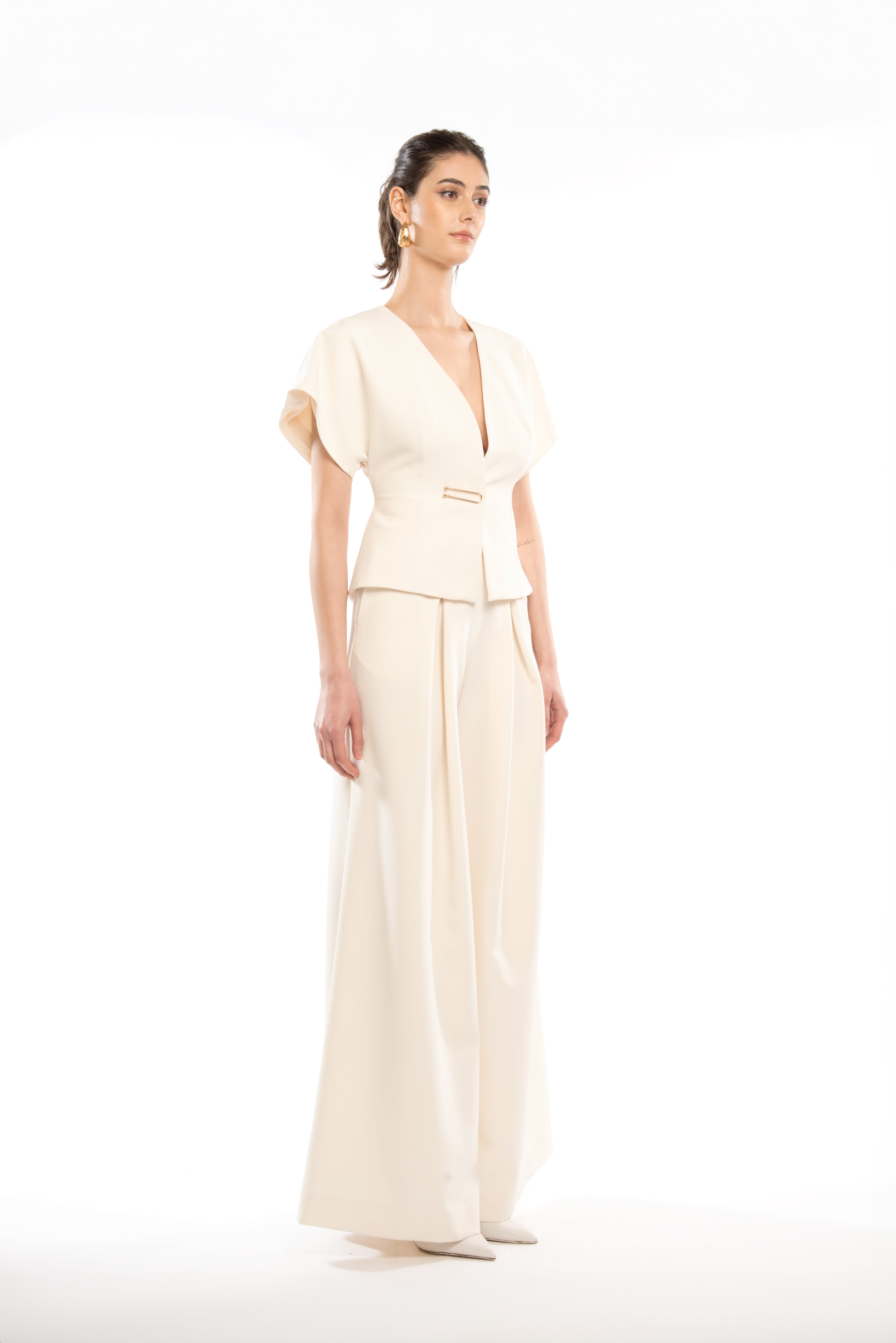 HIGH-WAIST MAXI TROUSERS WITH PINCES DETAIL