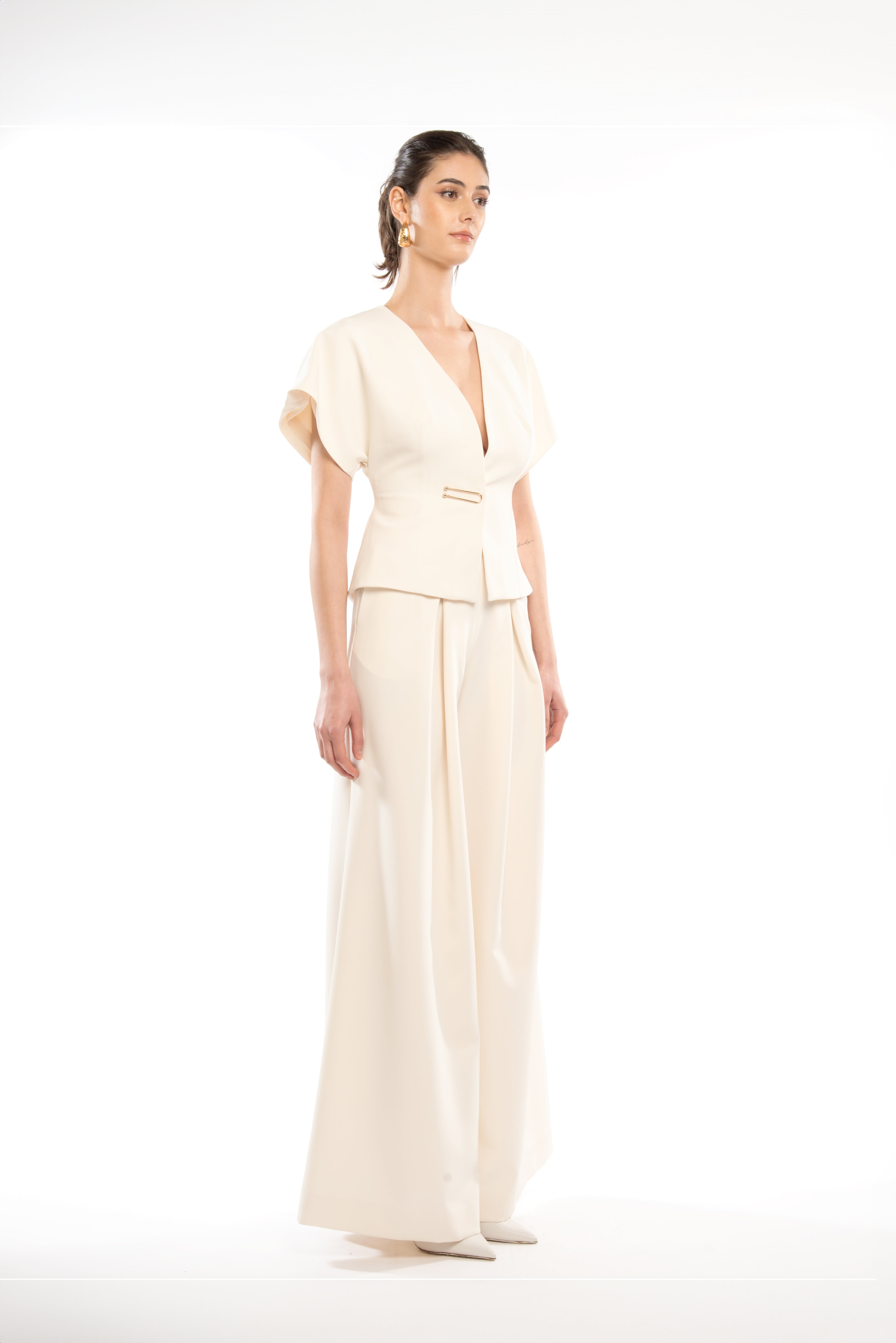 HIGH WAIST MAXI TROUSERS WITH PINCES DETAIL