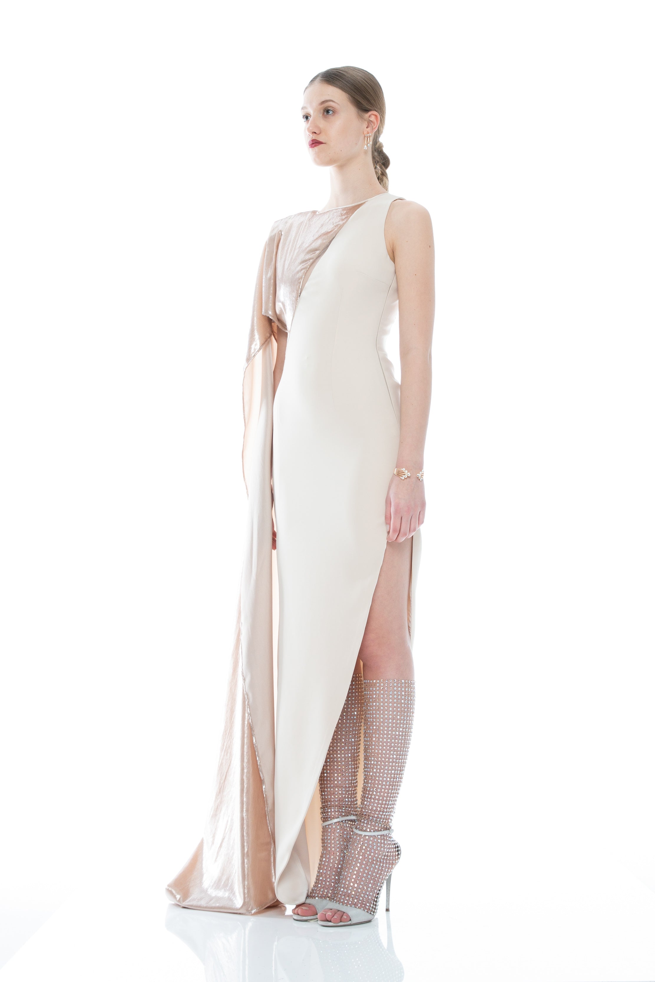 MANTELLA SHOULDER MIDI DRESS