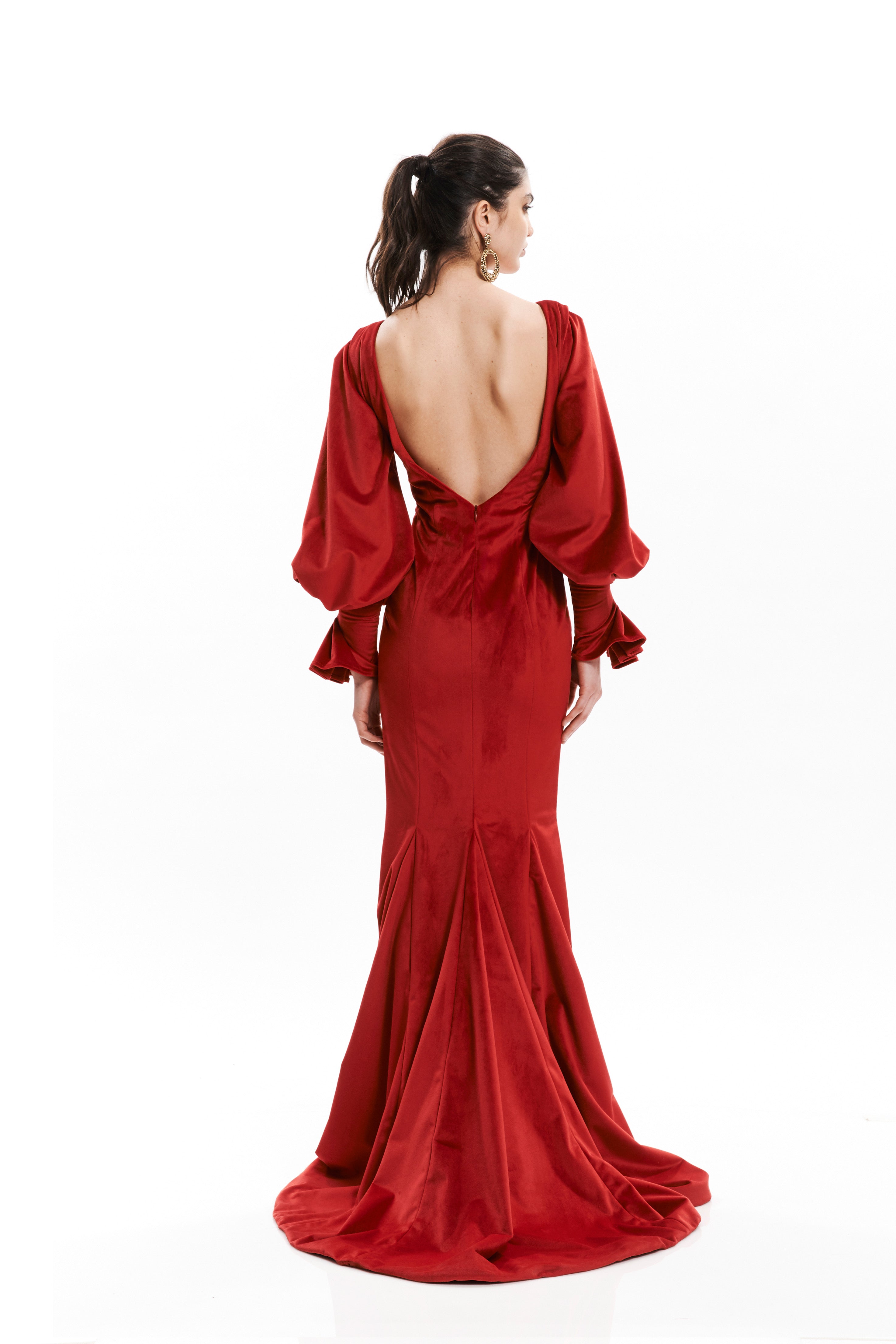 OPEN BACK SILHOUETTE LONG DRESS