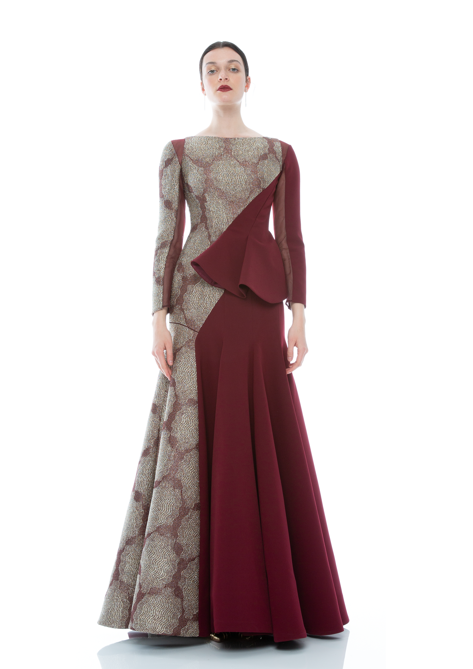 BLOCK JEWEL SILHOUETTE GOWN