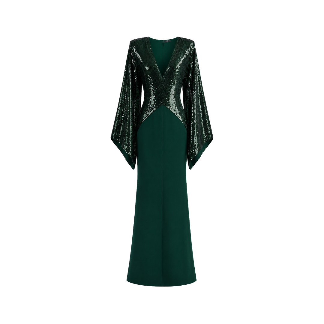 Sequin Kimono Maxi Dress with Slit