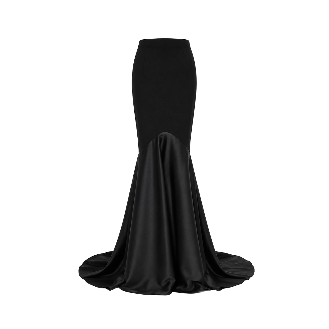 Clepsidra Long Black Cady Skirt