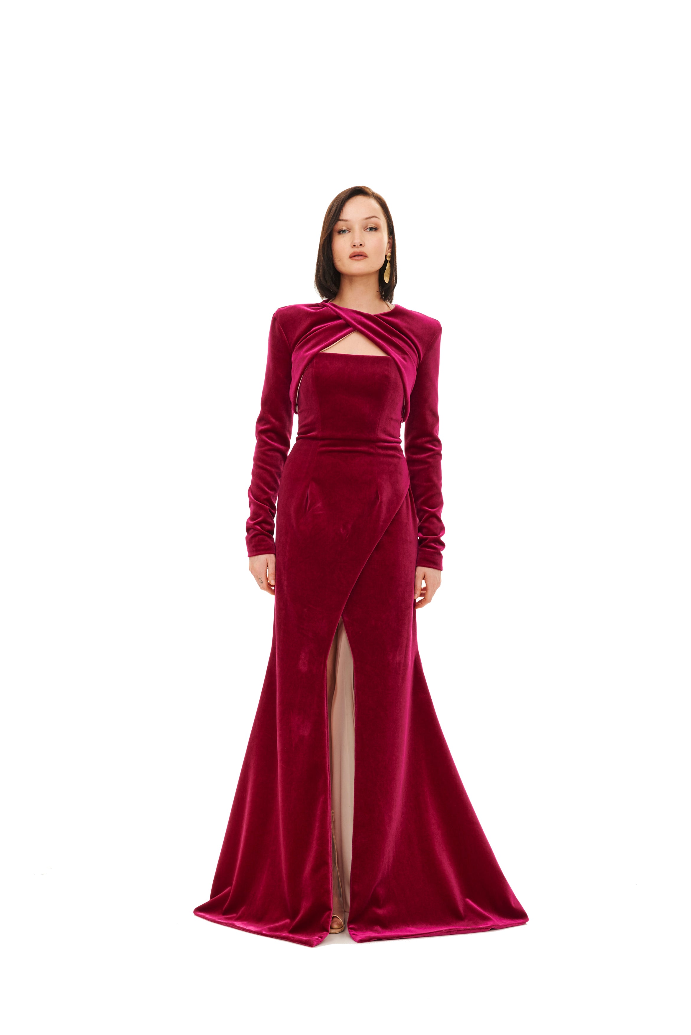 #color_magenta stretch velvet - skin color stretch tulle