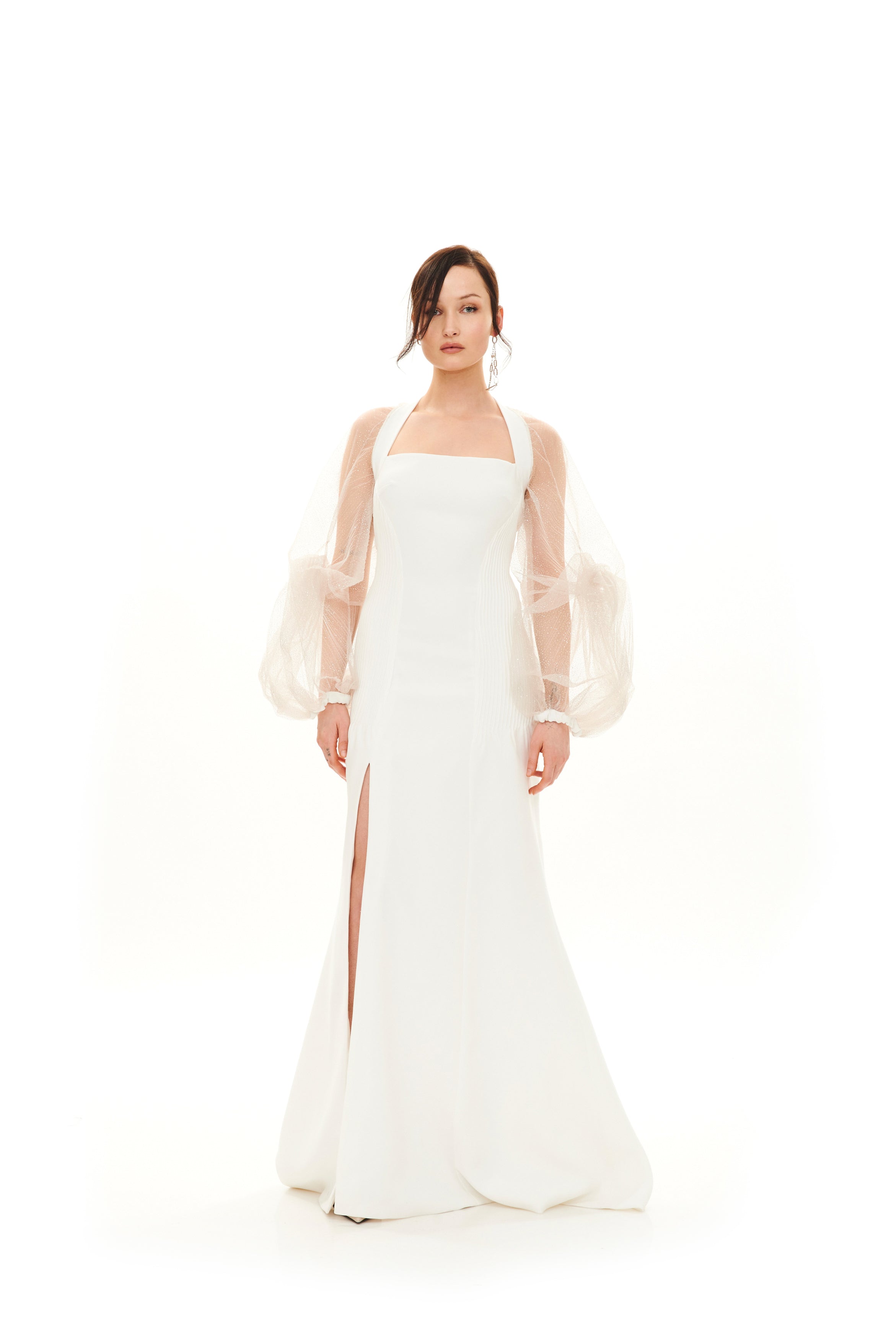 SILHOUETTE MAXI DRESS WITH KNOTTED SLEEVES