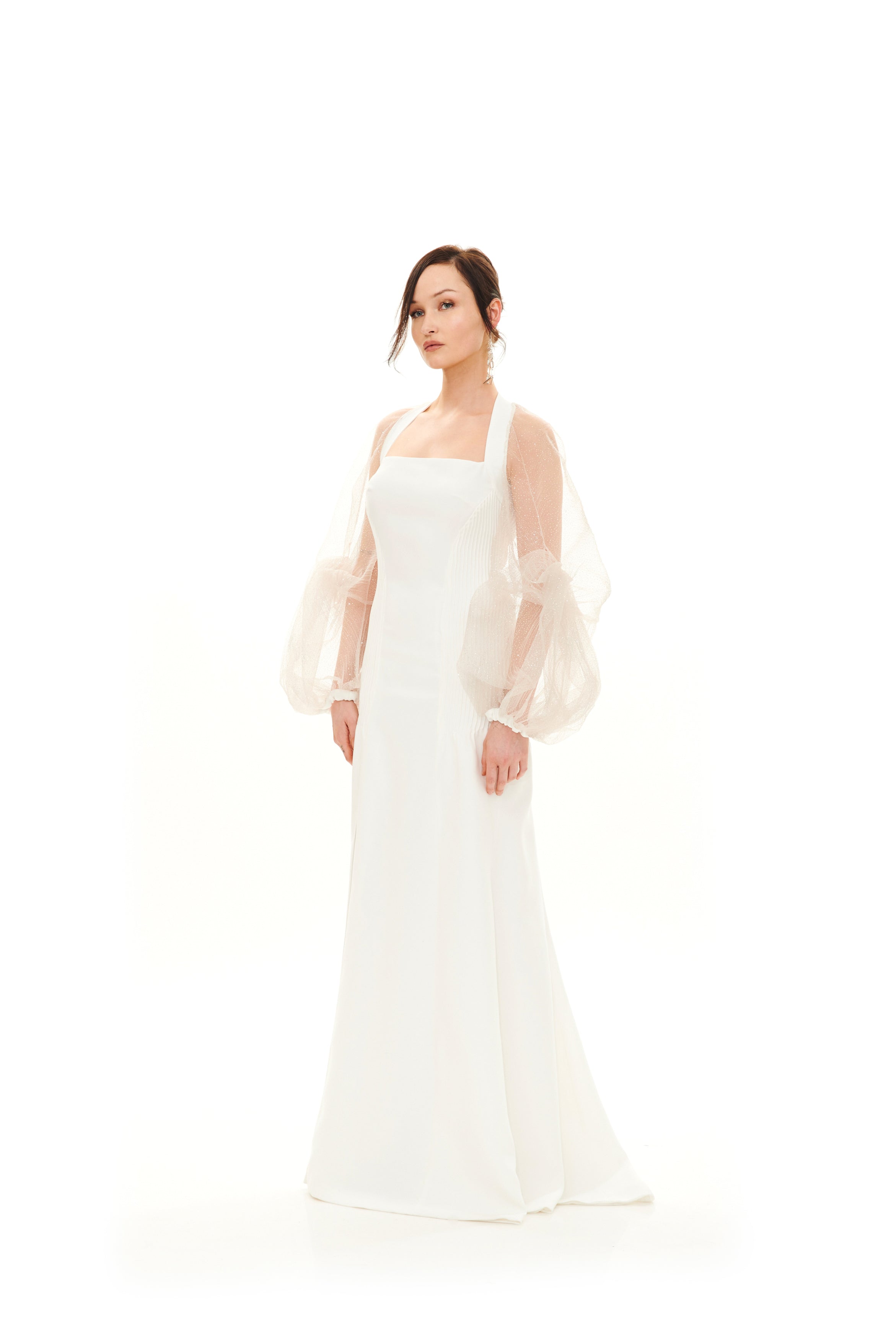 SILHOUETTE MAXI DRESS WITH KNOTTED SLEEVES