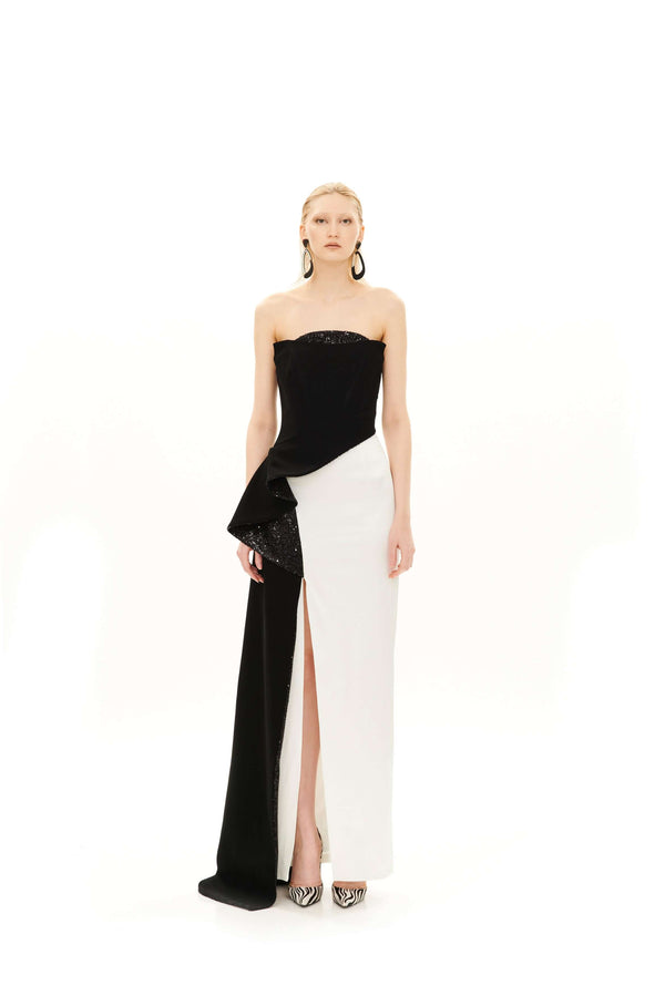 ASYMMETRIC  TUBE MAXI DRESS WITH SLIT