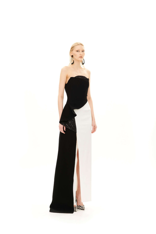 ASYMMETRIC  TUBE MAXI DRESS WITH SLIT