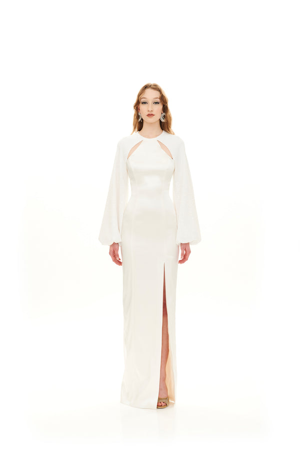 COLUMN MAXI DRESS WITH BALOON  SLEEVES