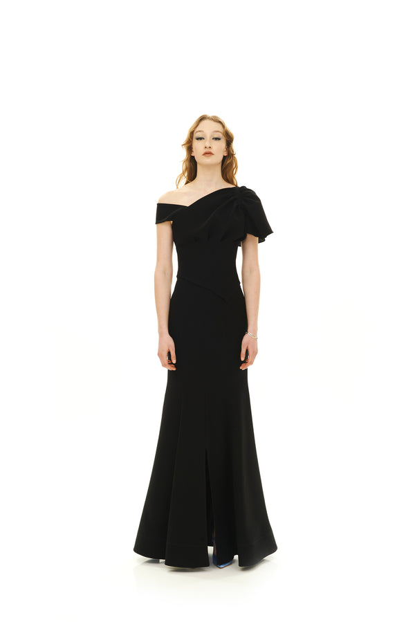 MONOSHOULDER FLOWER DRESS