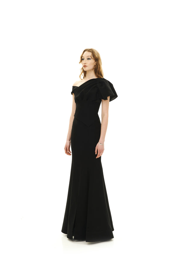 MONOSHOULDER FLOWER DRESS