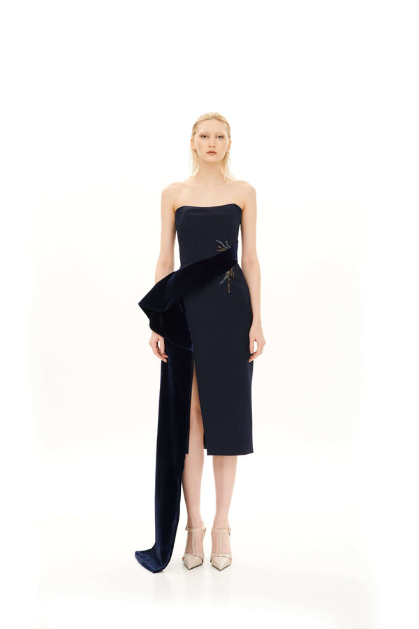 ASYMMETRIC  TUBE MIDI DRESS WITH SLIT