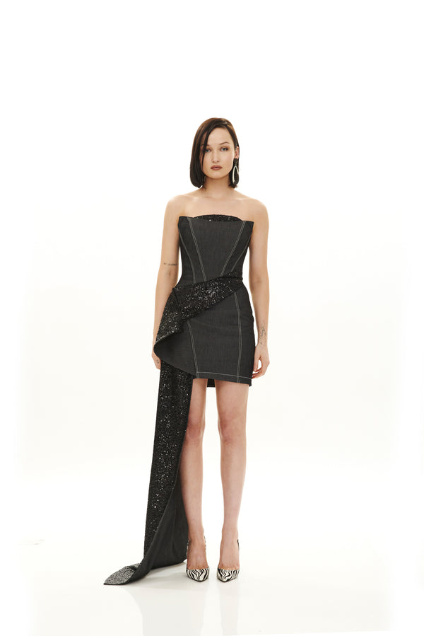 ASYMMETRIC TUBE SHORT DRESS