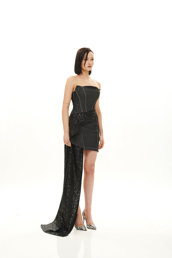 ASYMMETRIC TUBE SHORT DRESS