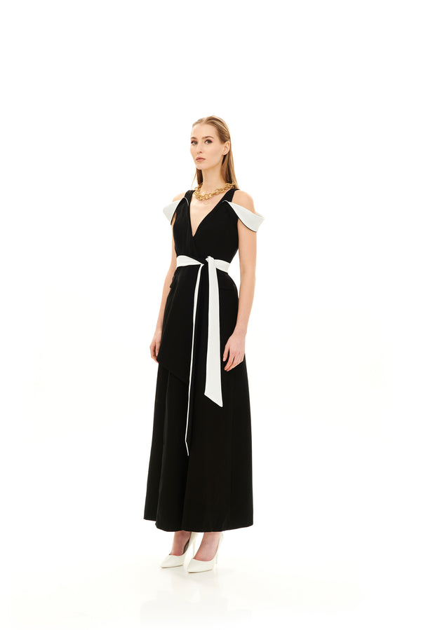 BLOCK WRAP-A-ROUND LONG JACKET DRESS