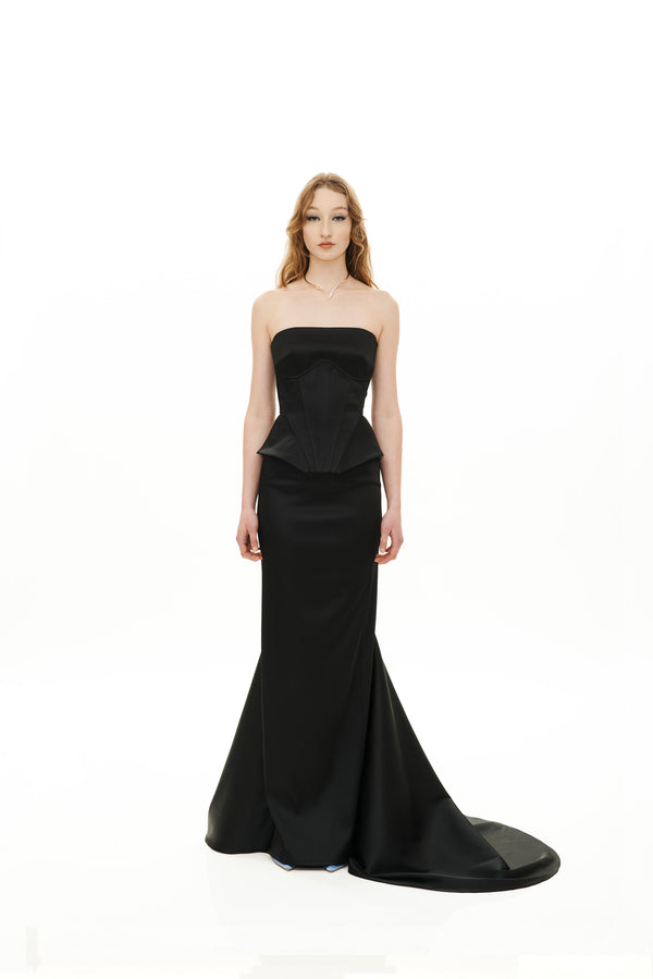 GOLD FEATHERS ASYMMETRIC GOWN – AvaroFiglio