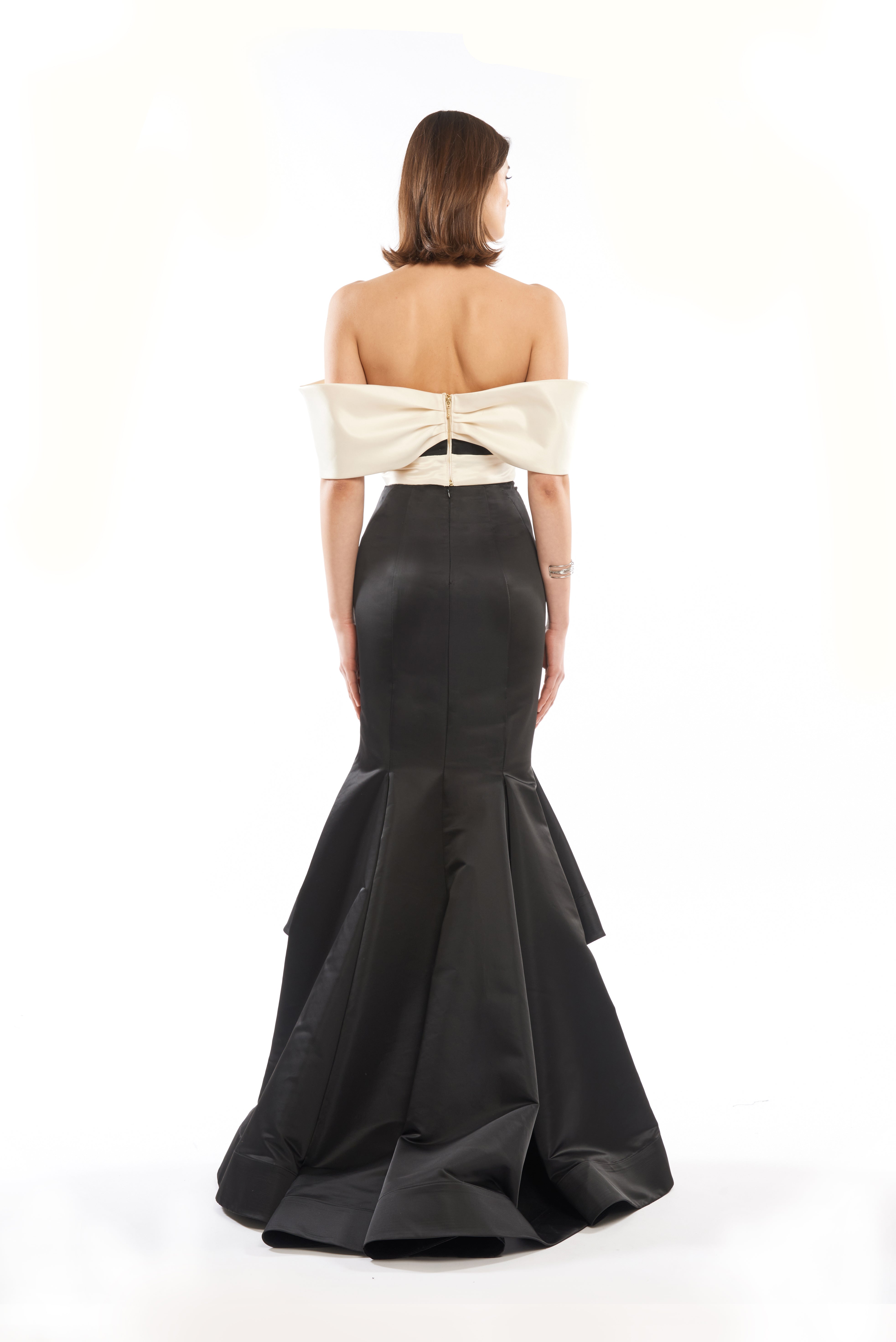 COLOURBLOCK MAXI GOWN WITH DRAPED SHOULDER STRAPS (WITH SILHOUETTE OPTIONS)