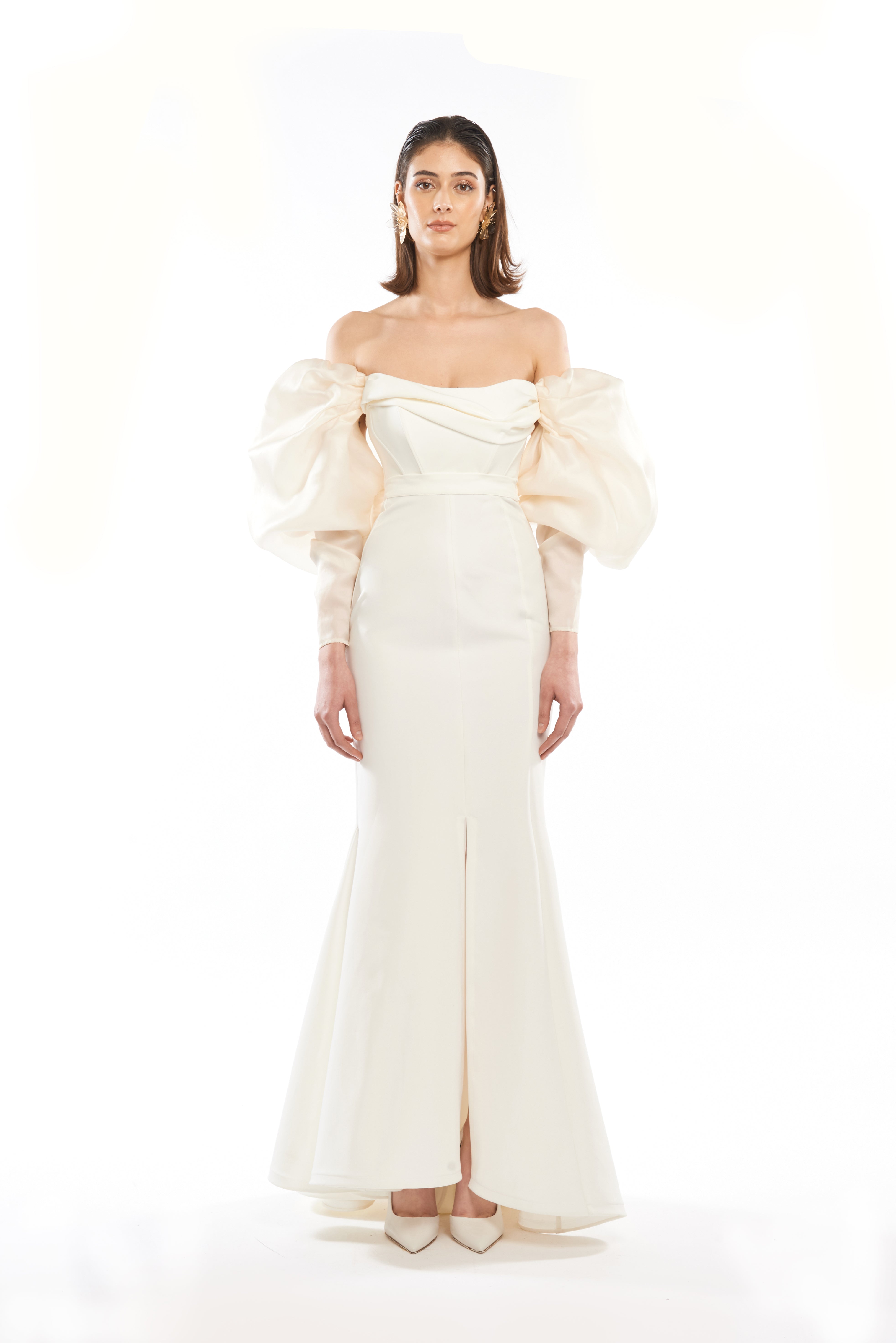 HIGH WAIST MULTI-CUT MAXI SKIRT WITH SIDE SLIT