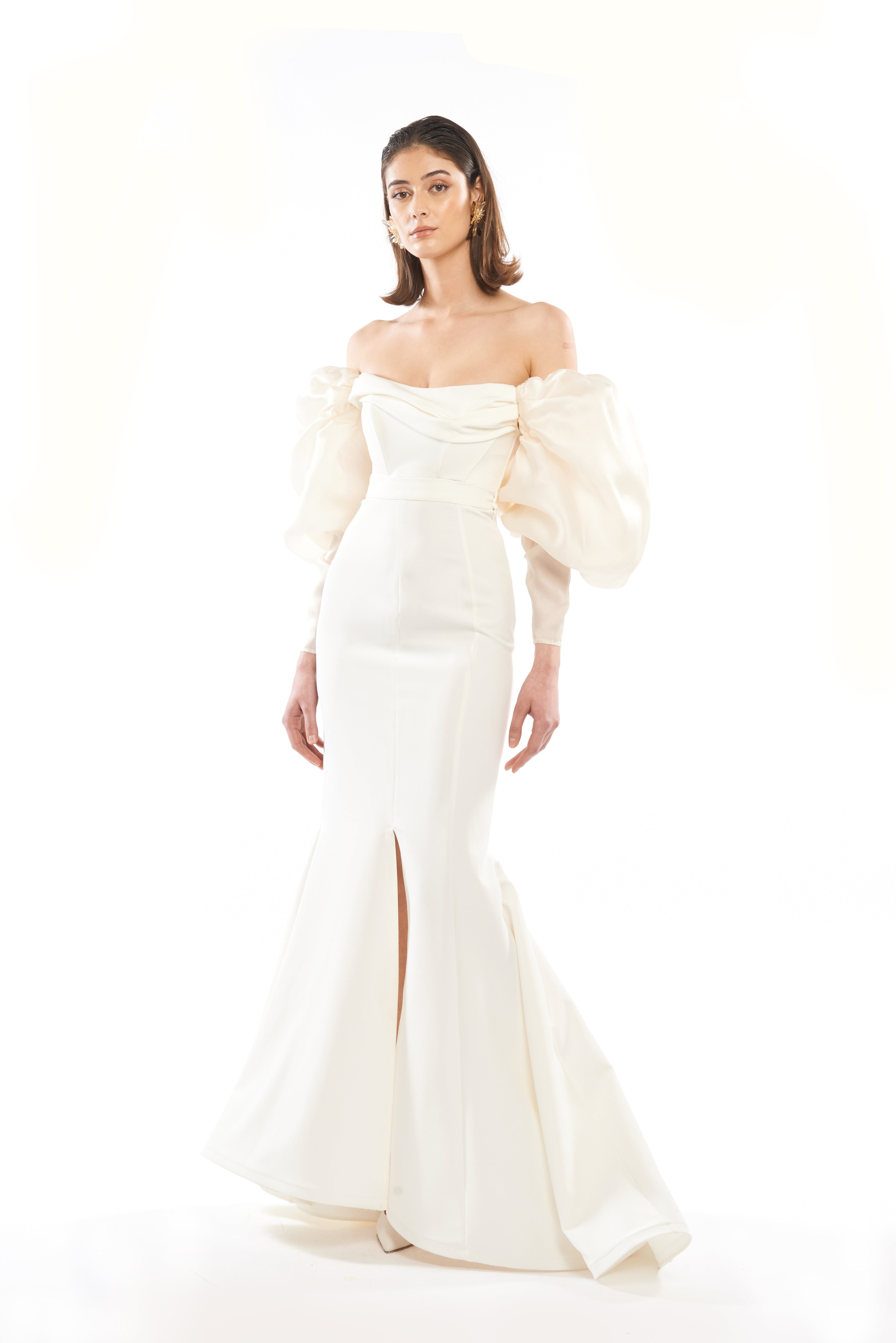 HIGH WAIST MULTI-CUT MAXI SKIRT WITH SIDE SLIT