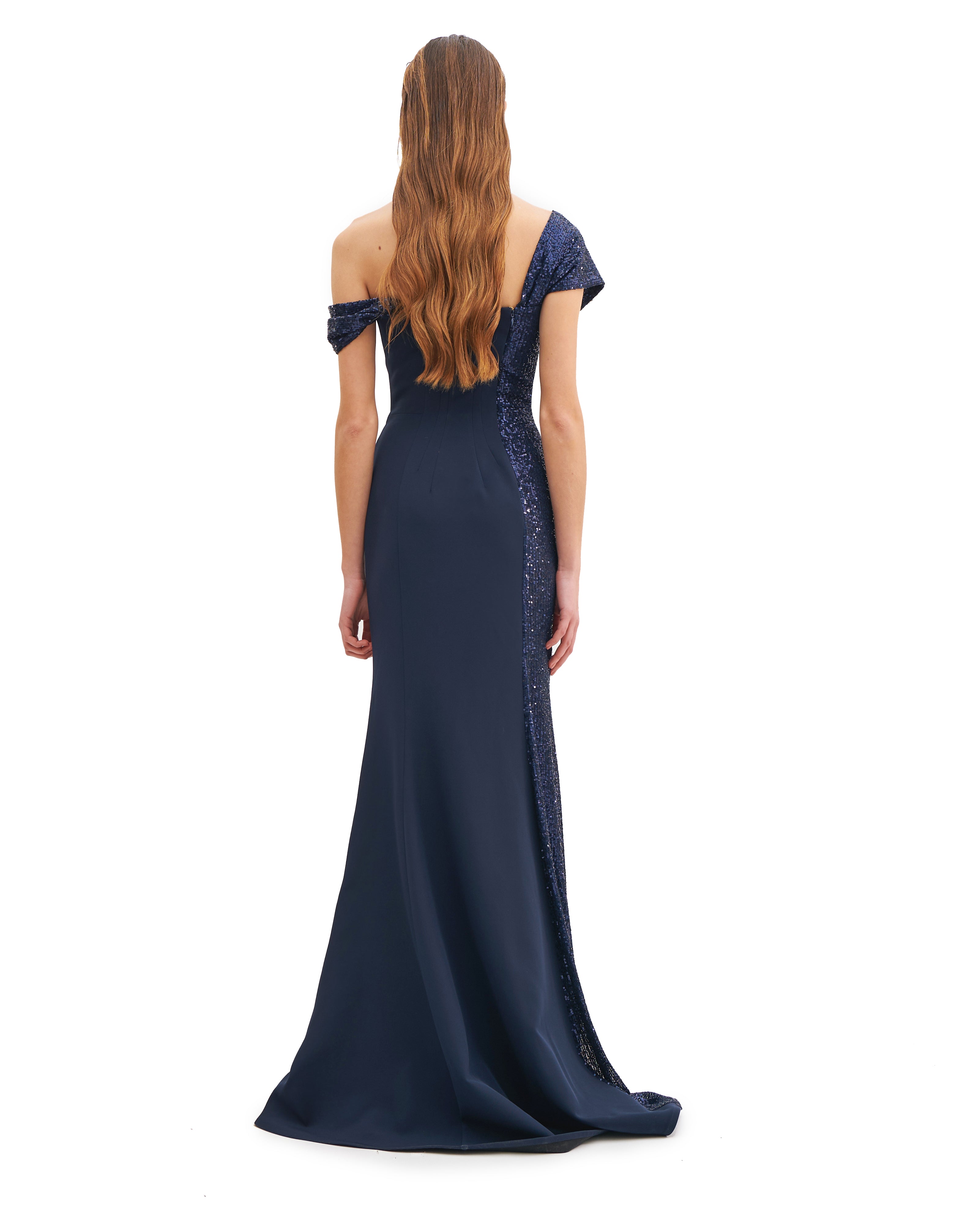 ASYMMETRIC DRAPED MAXI DRESS WITH SLIT