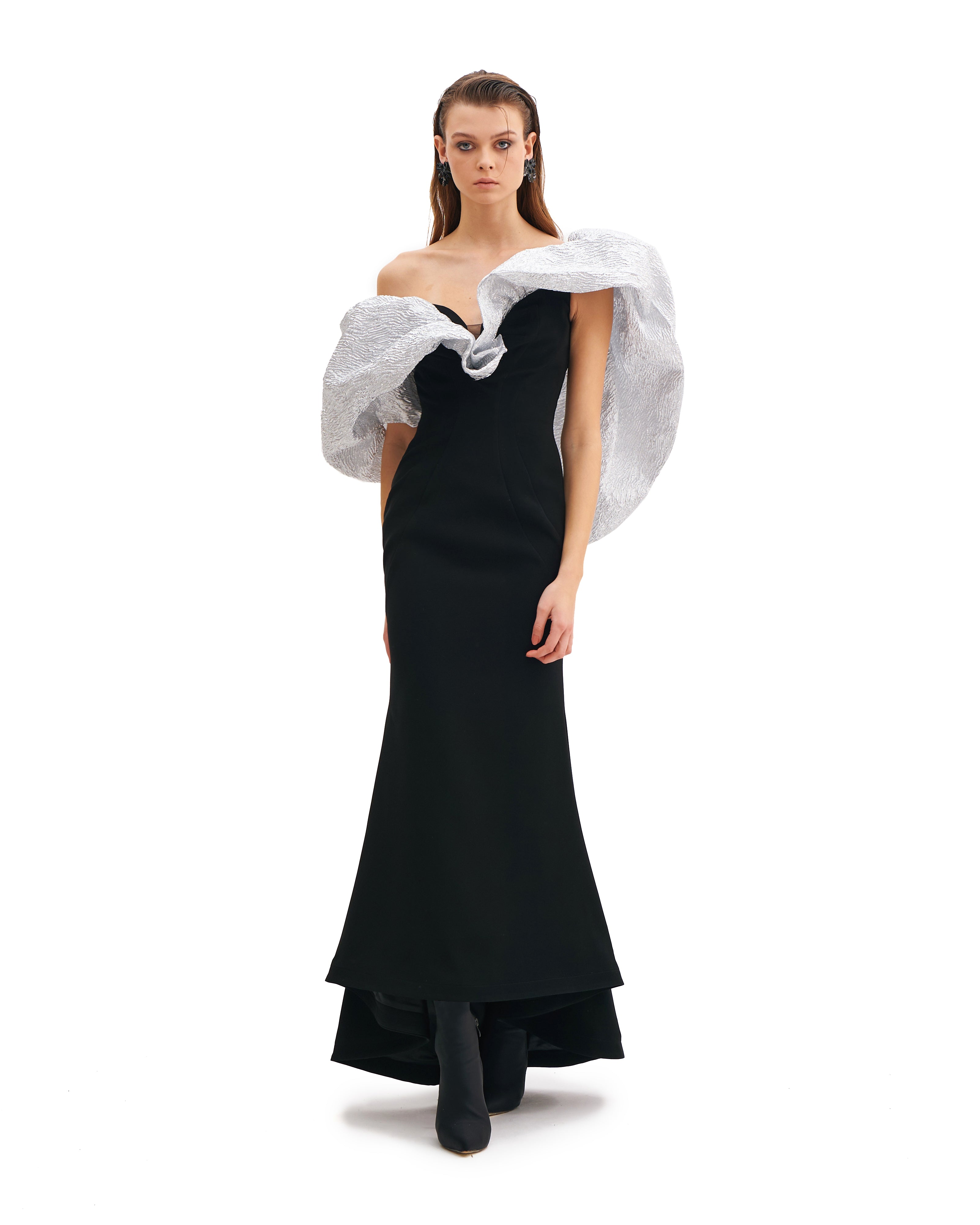 TULIP MAXI DRESS WITH JACQUARD PETALS