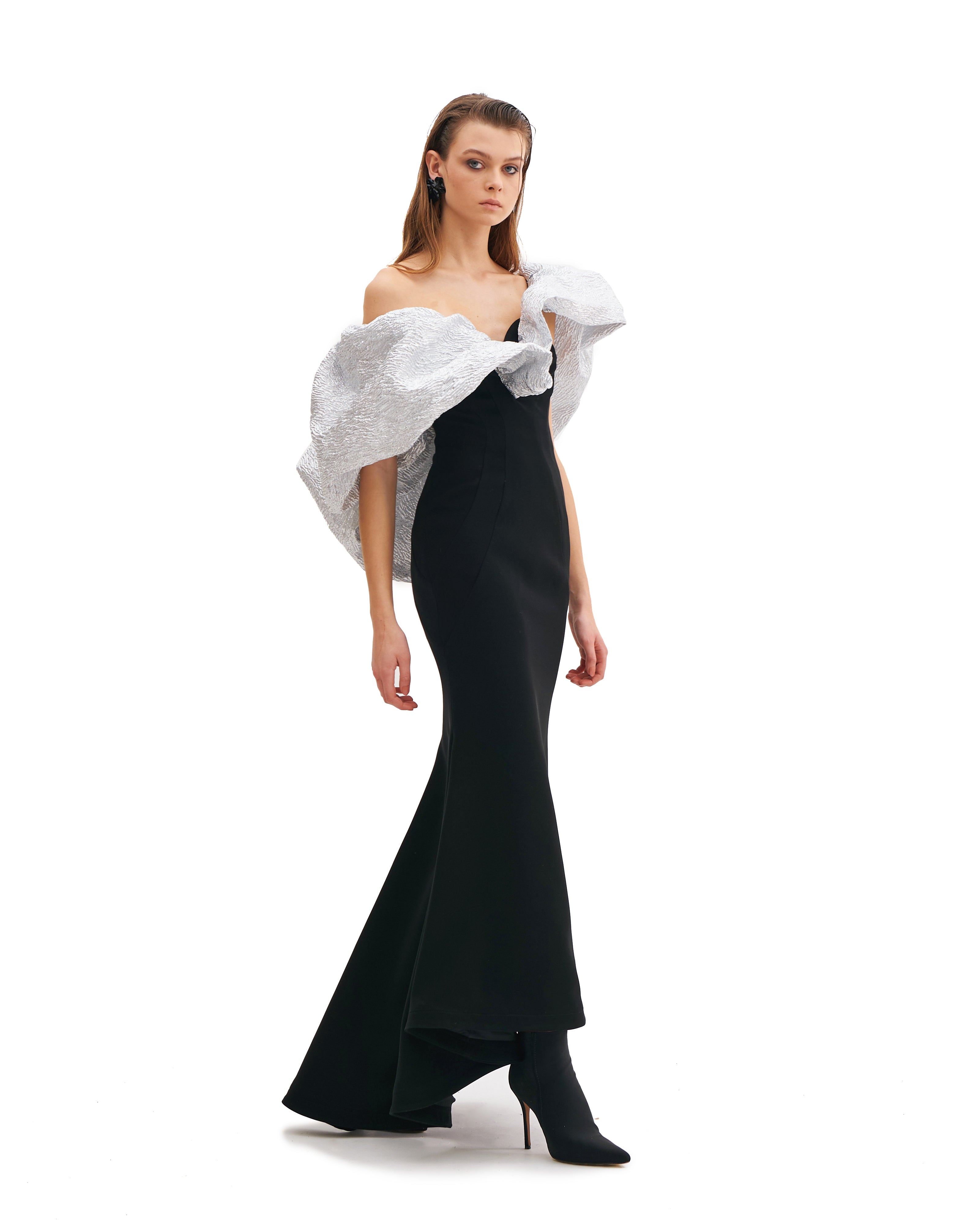 TULIP MAXI DRESS WITH JACQUARD PETALS