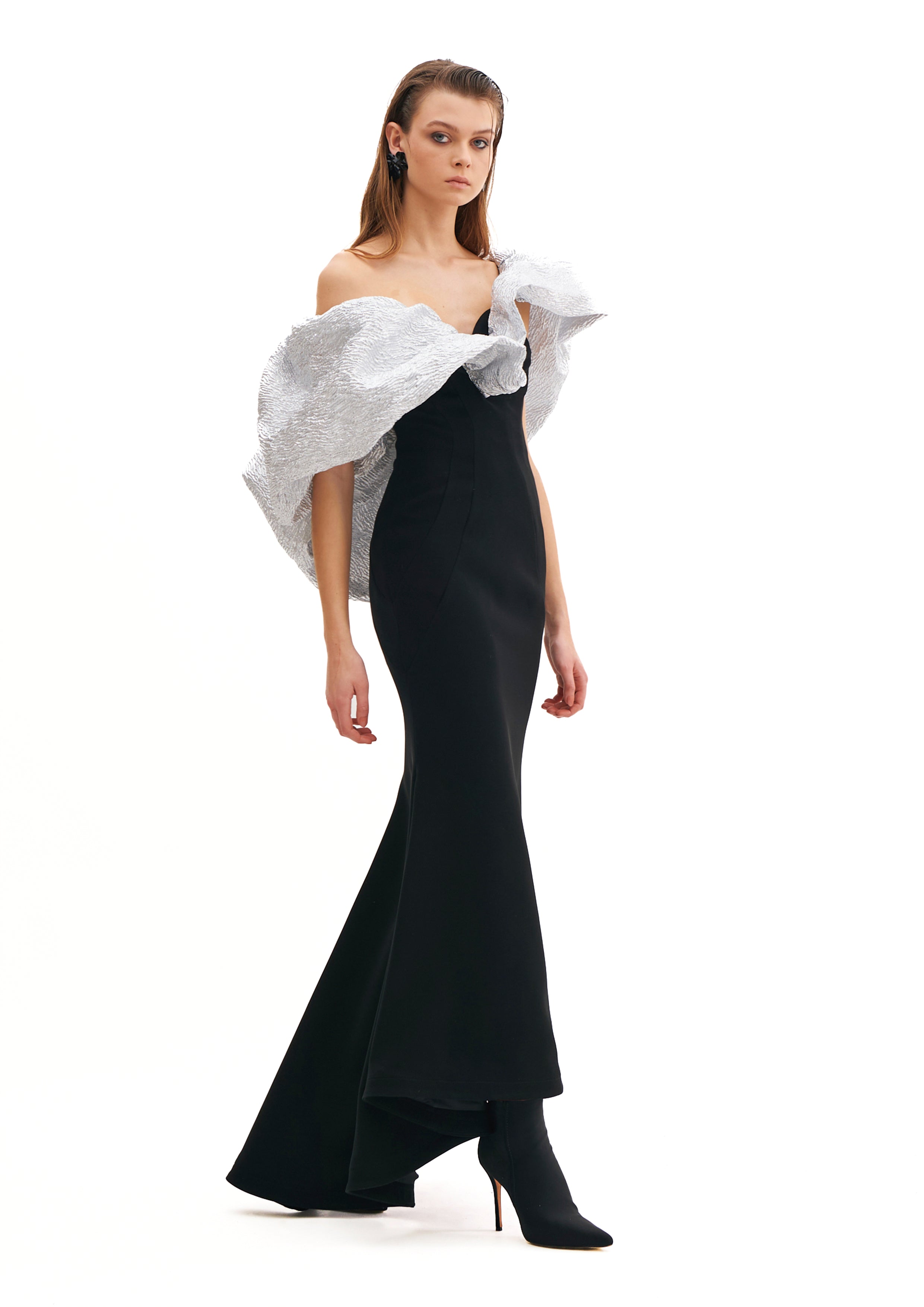 TULIP MAXI DRESS WITH JACQUARD PETALS