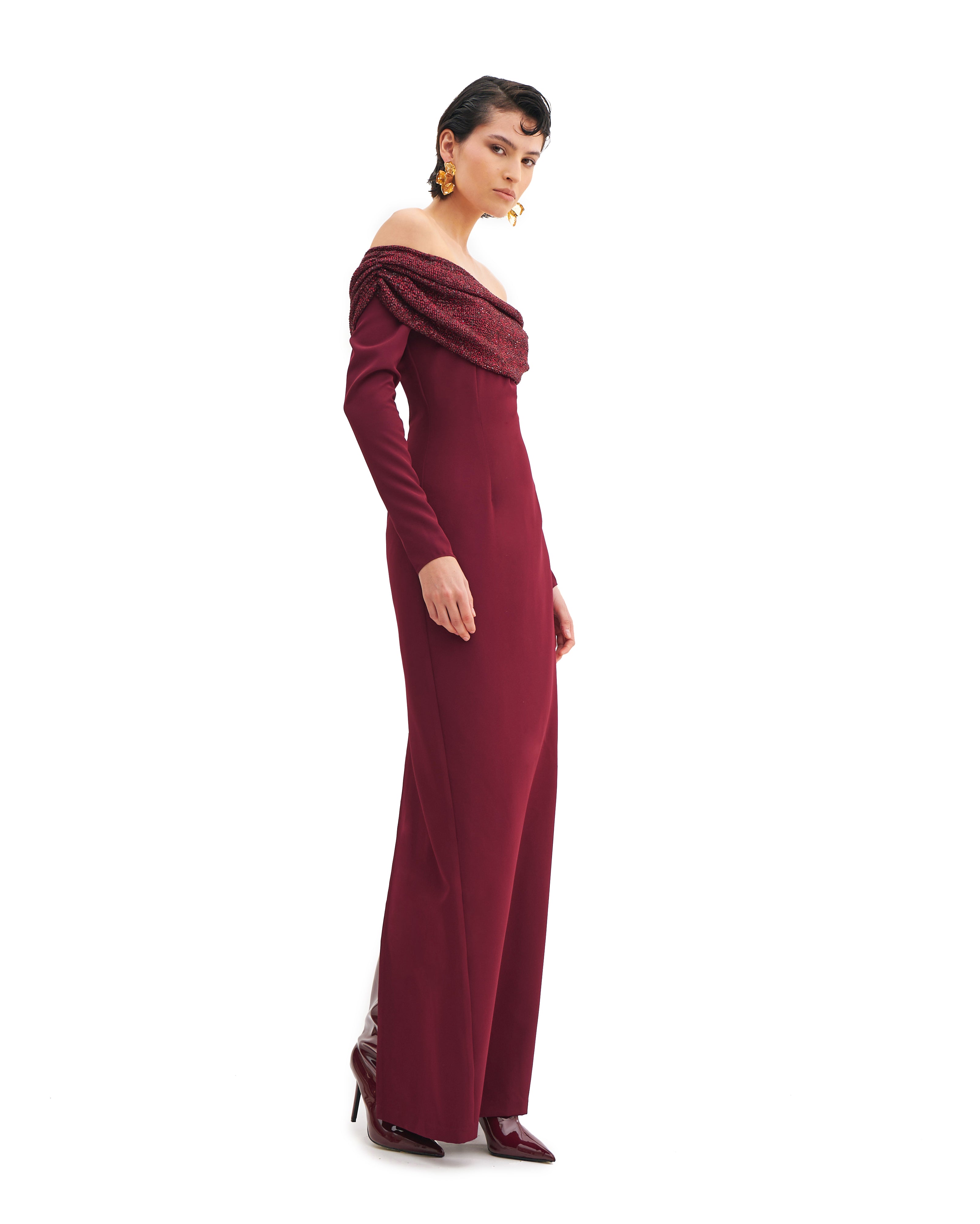 STARRY BARDOT COLUMN MAXI DRESS