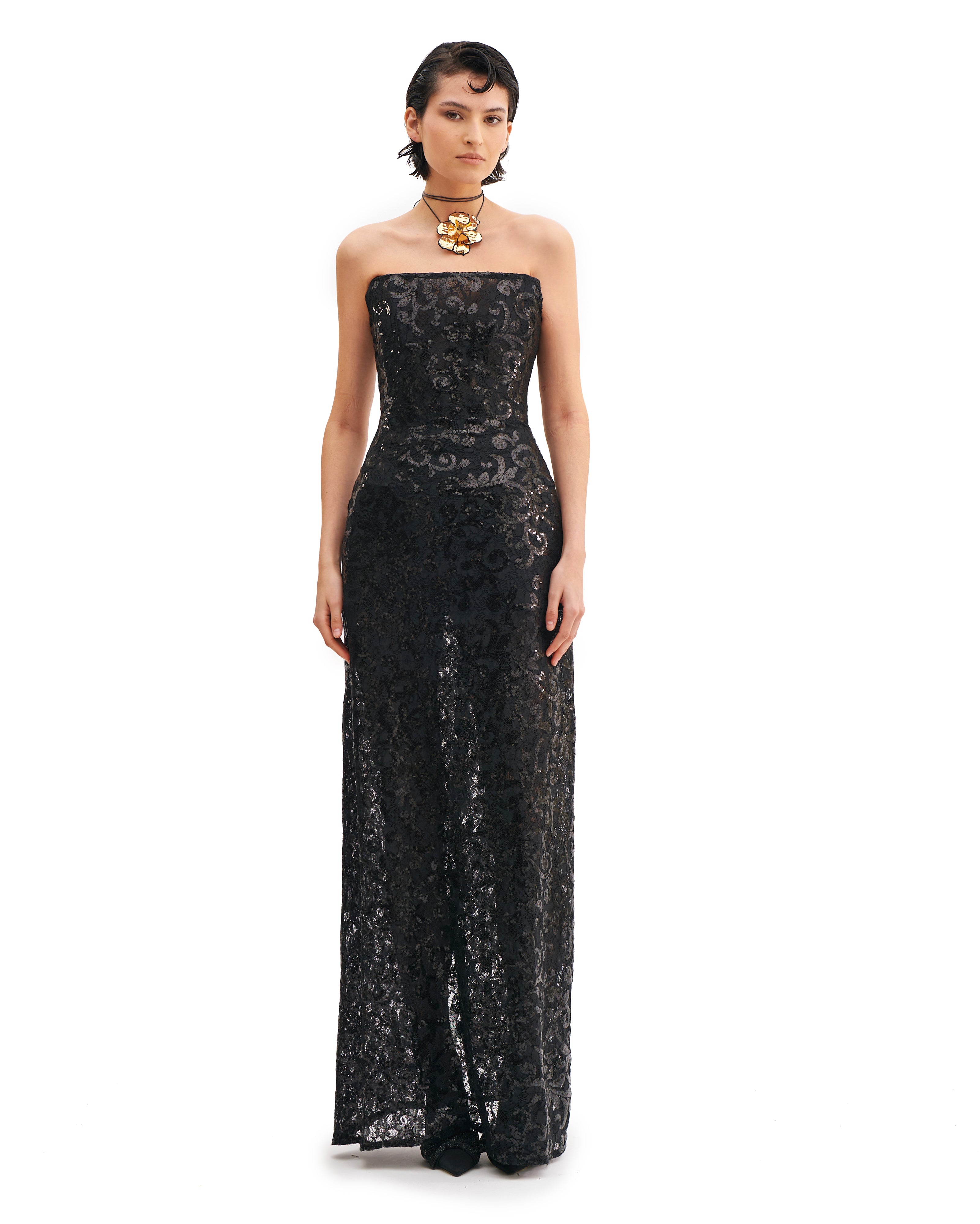 CORSETED LONG DRESS