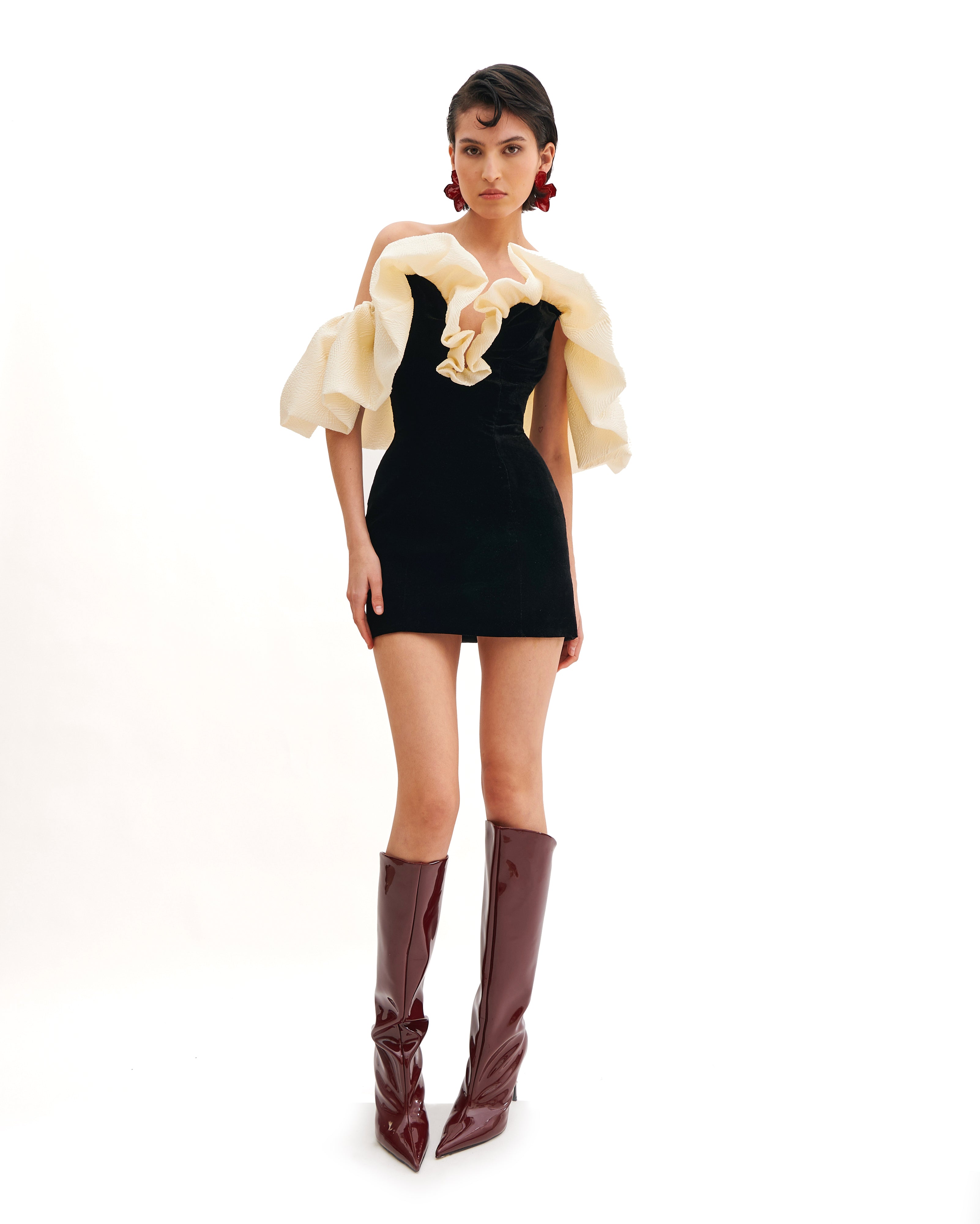 MINI DRESS WITH RADIANCE JAQUARD PETALS