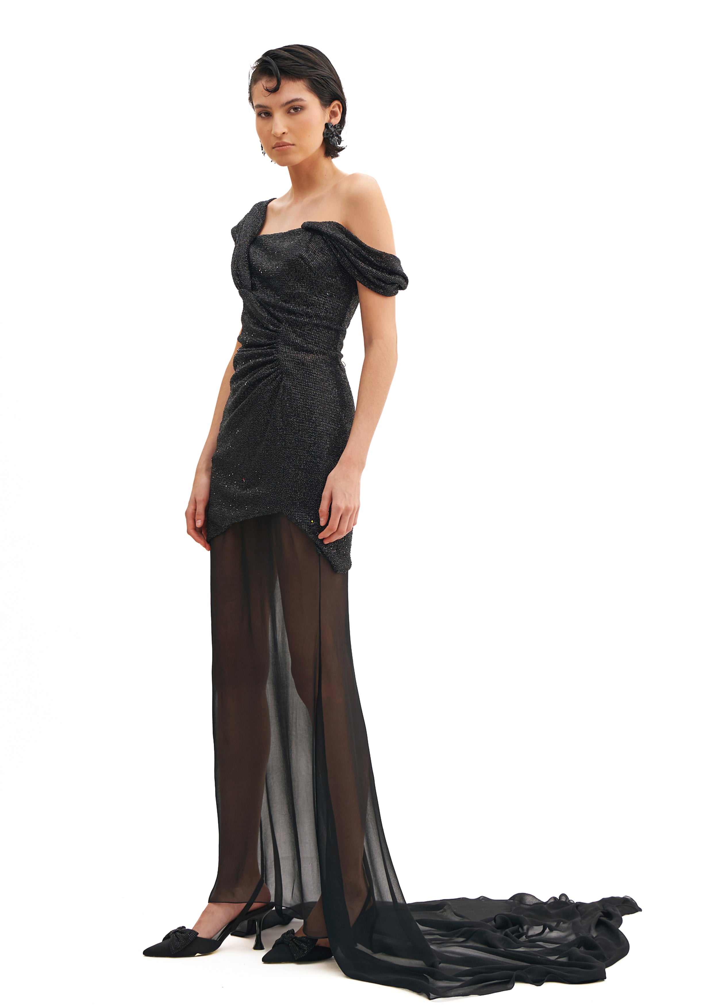 STARDUST DRAPED LONG DRESS