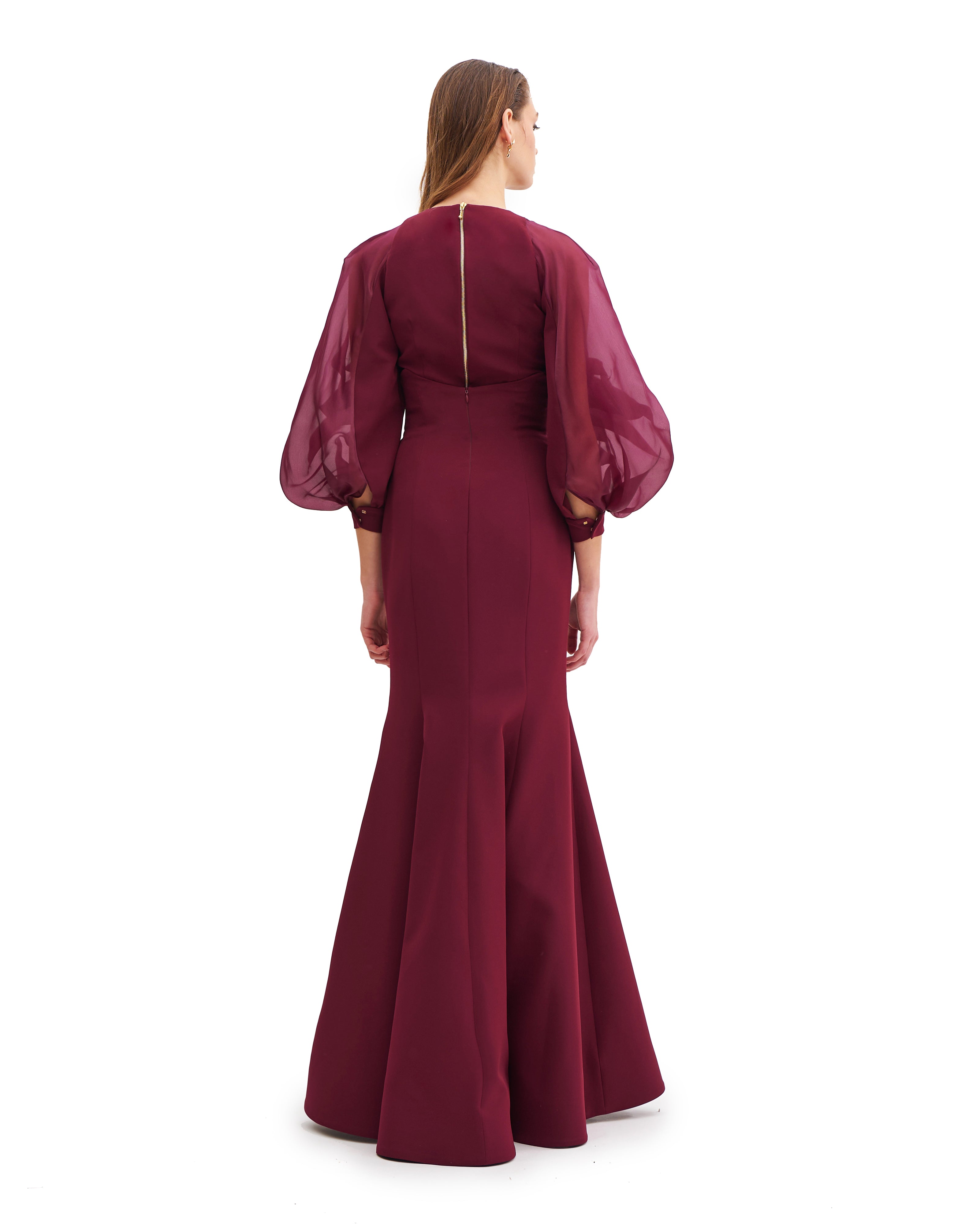 V NECK BLOUSE WITH JULIET SLEEVES