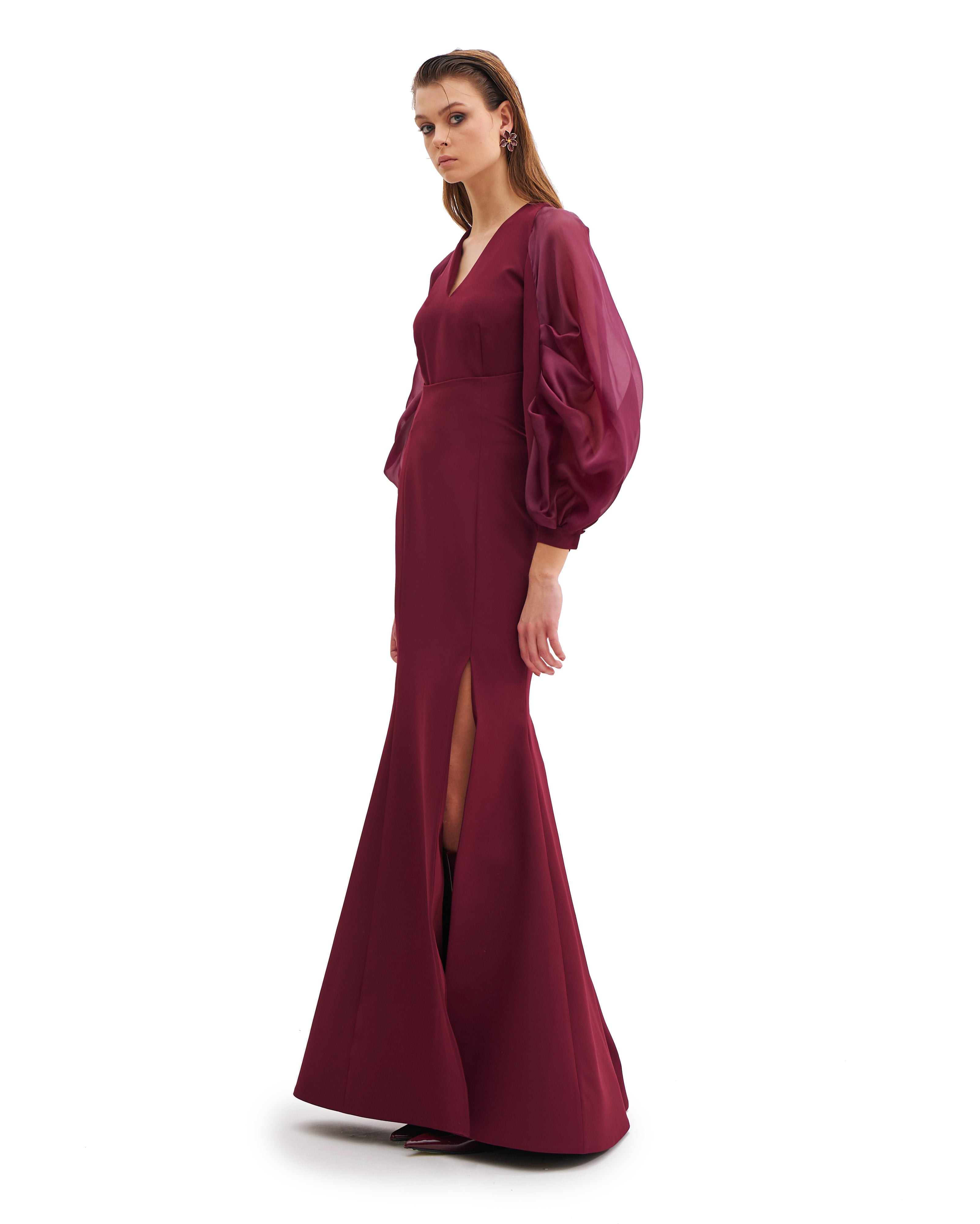 V NECK BLOUSE WITH JULIET SLEEVES