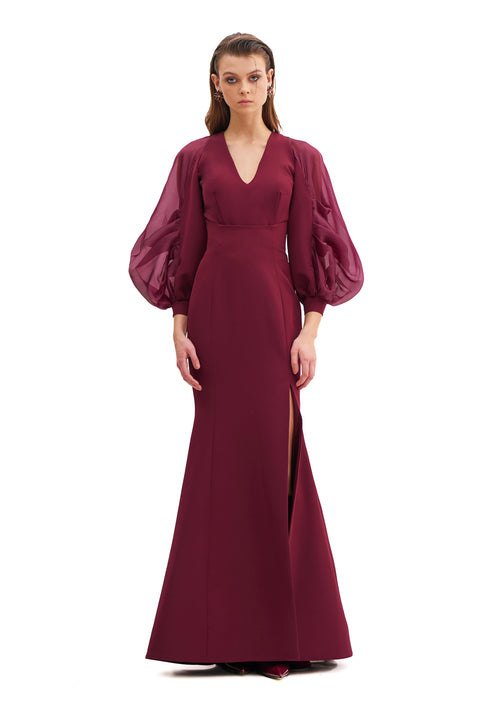 V NECK BLOUSE WITH JULIET SLEEVES
