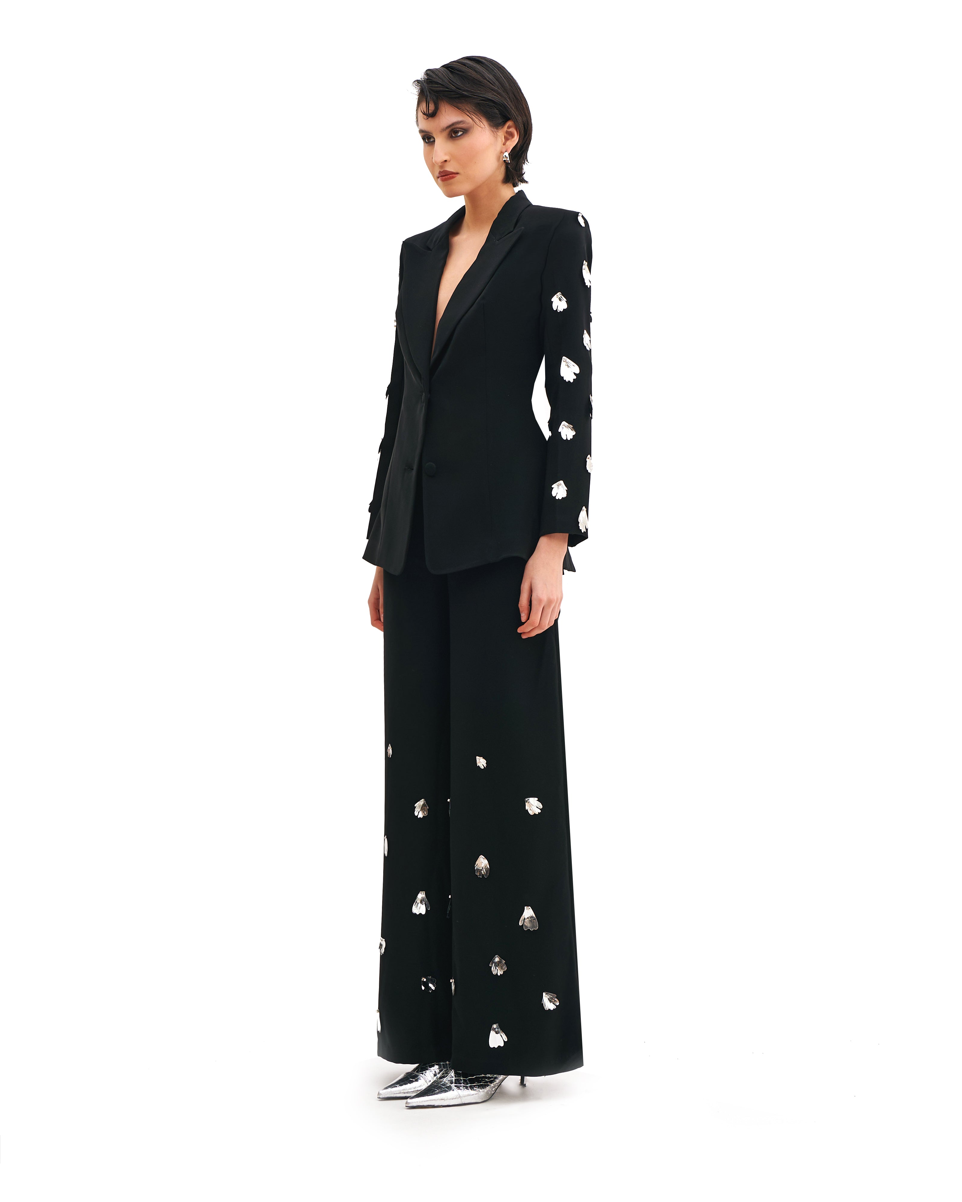 WIDE FIT TROUSERS WITH SILVER IVY