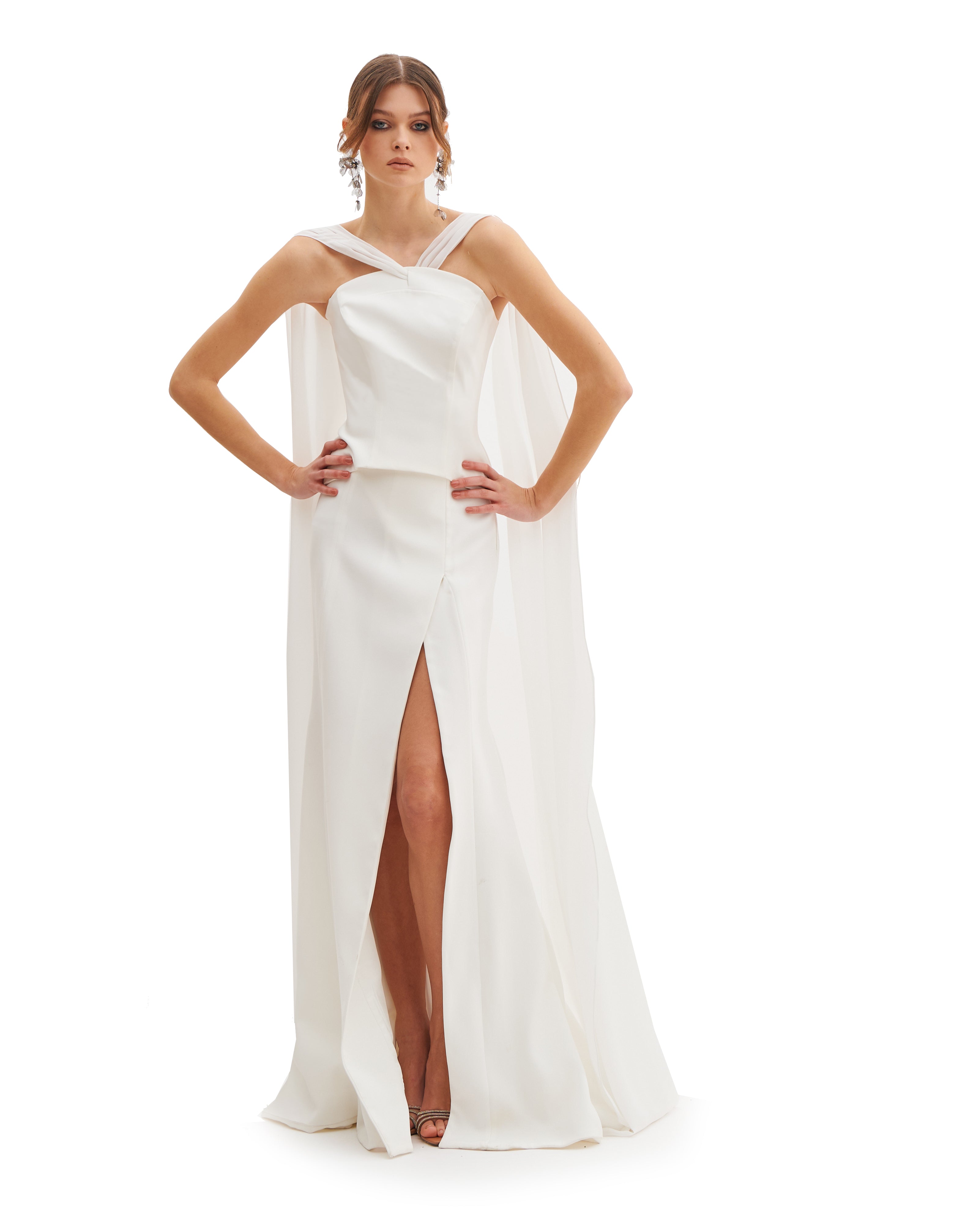 A-SHAPE MAXI SKIRT WITH OVERLAPPED SLIT