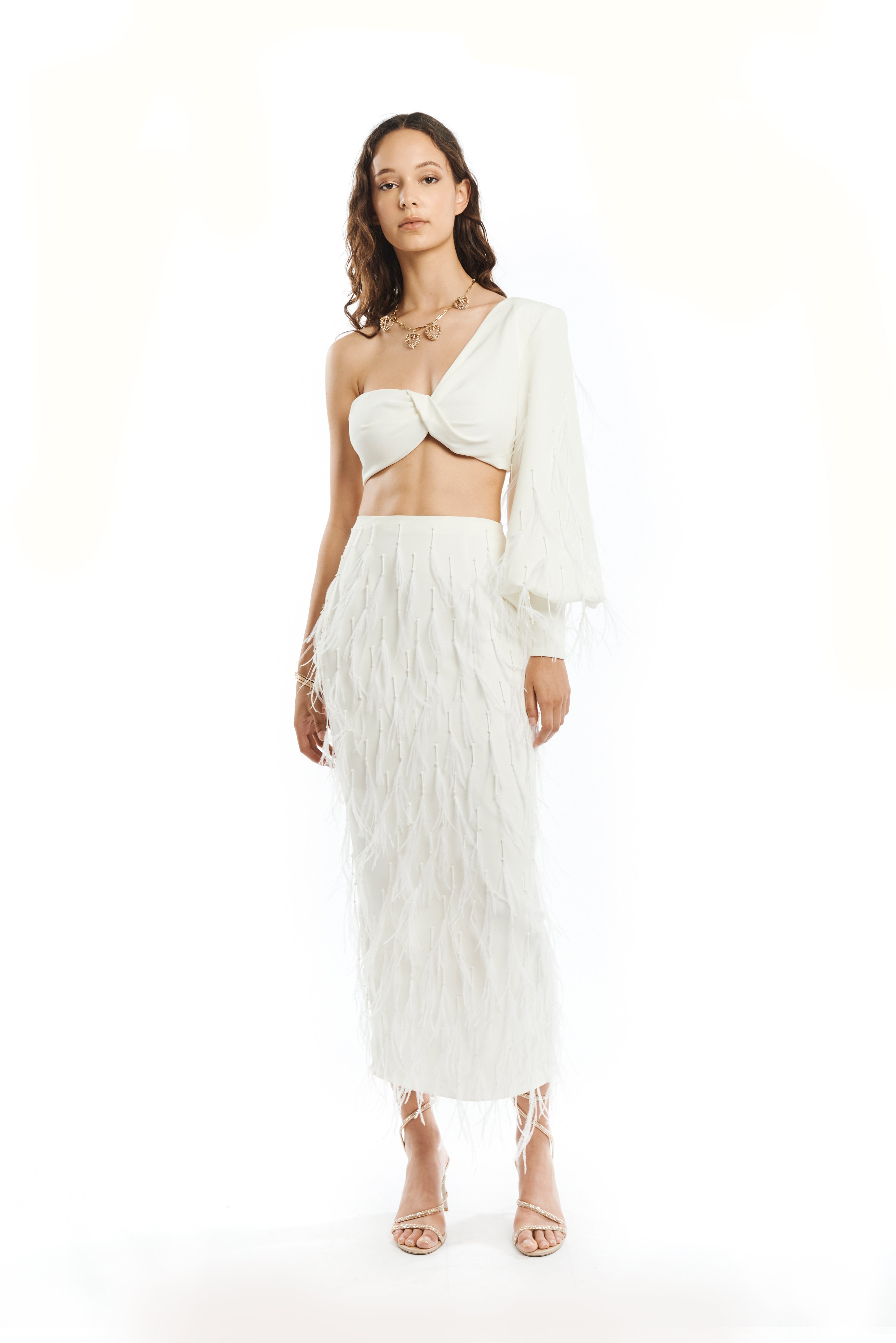 MONOSHOULDER MAXI DRESS WITH KNOTTED BRA AND SLIT