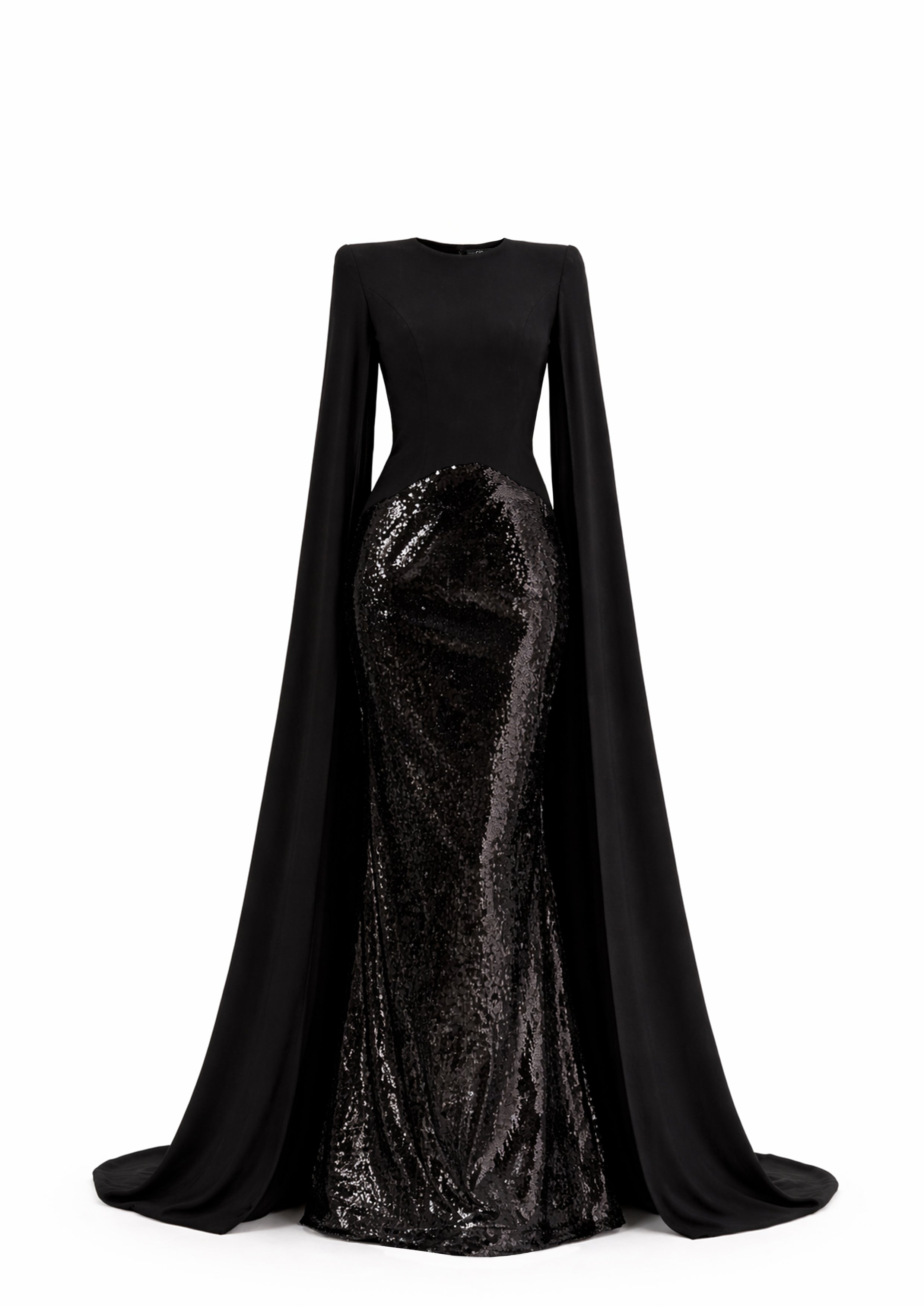 SEQUIN GOWN WITH CAPE SLEEVES
