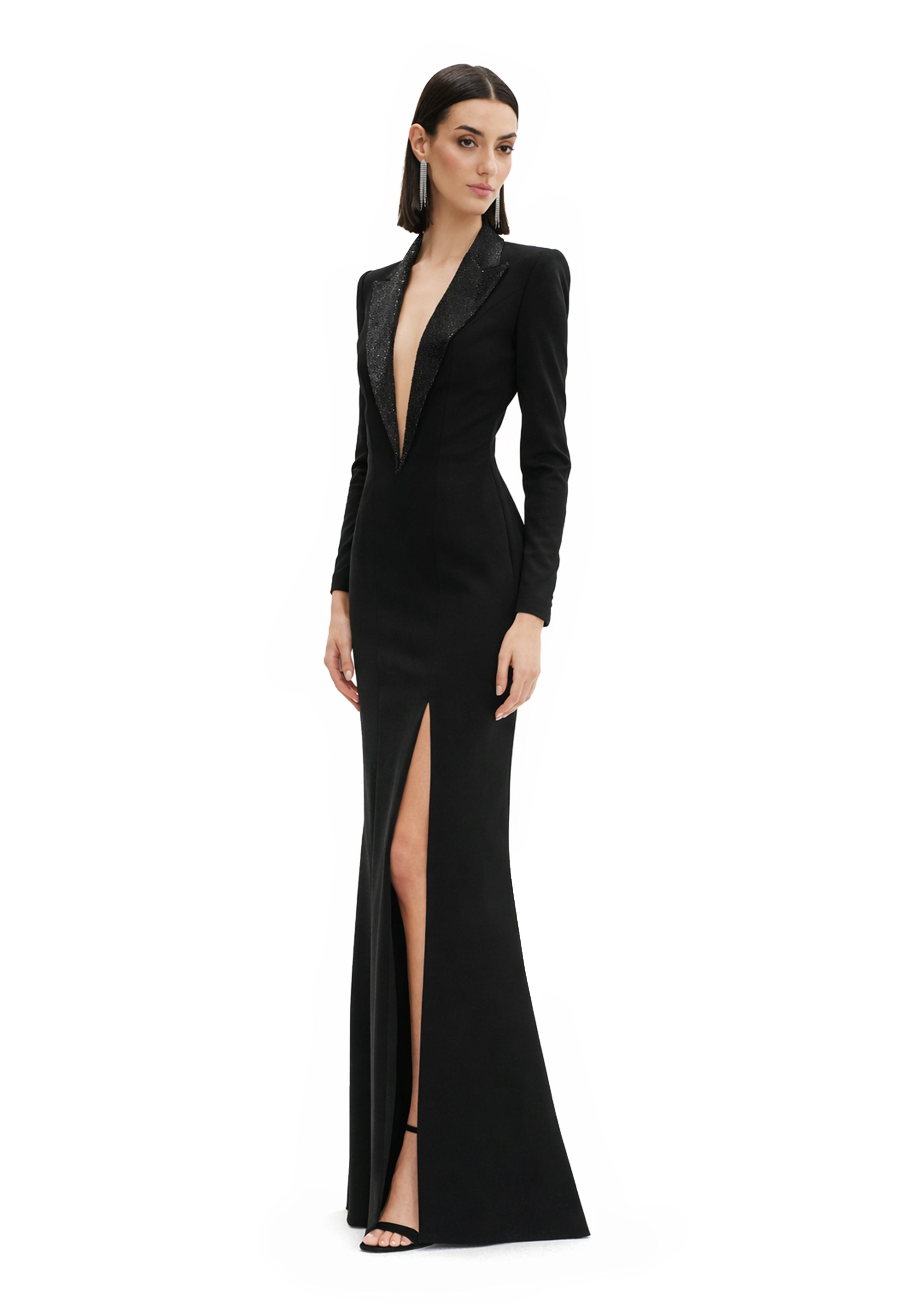 BLAZER GOWN WITH SLIT