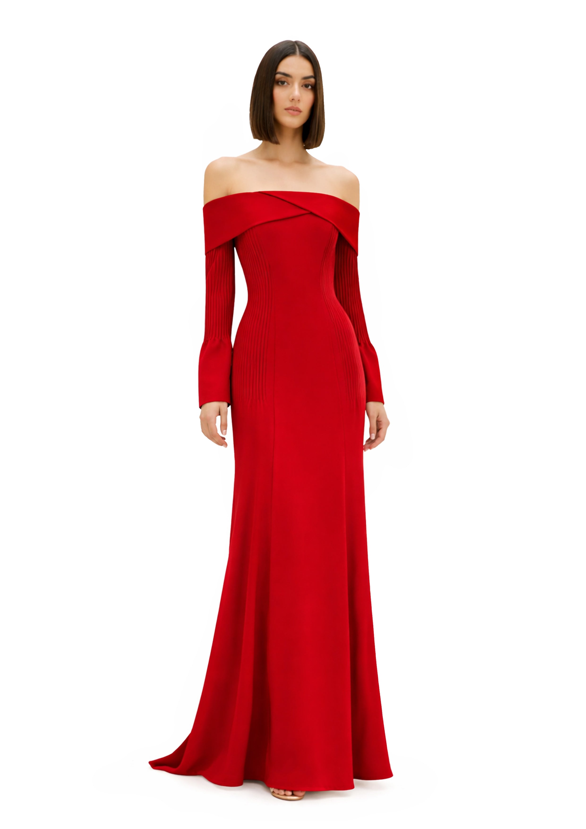 OFF SHOULDER LONG SLEEVE GOWN