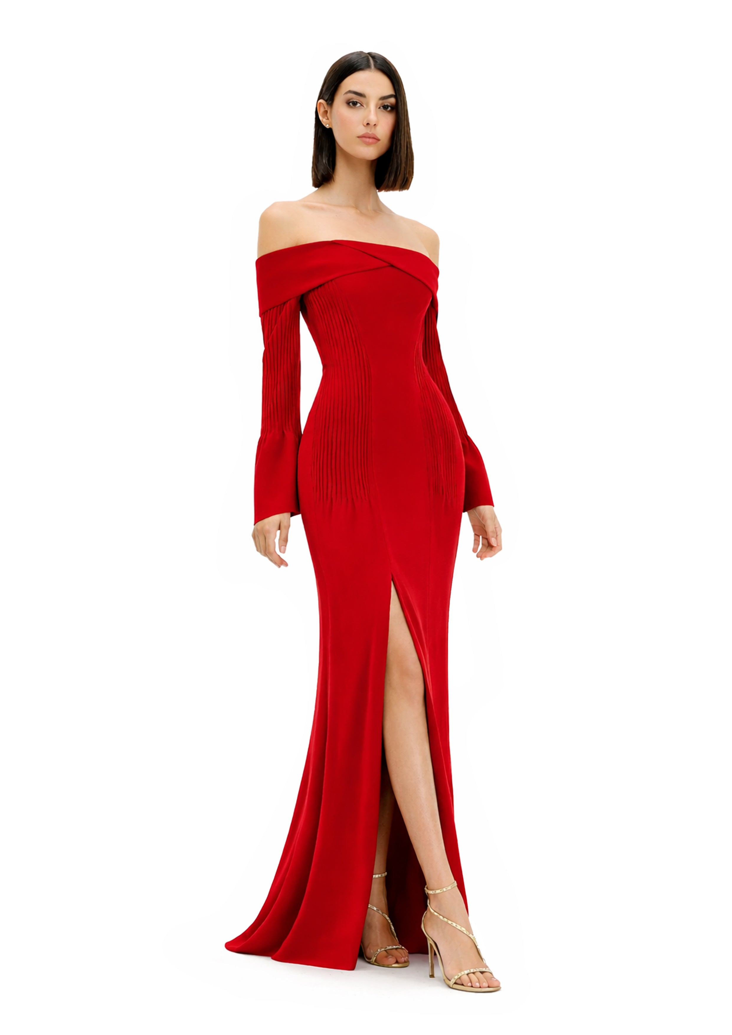 OFF SHOULDER LONG SLEEVE GOWN