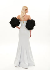 PUFFY RIBS ARMS SILHOUETTE GOWN