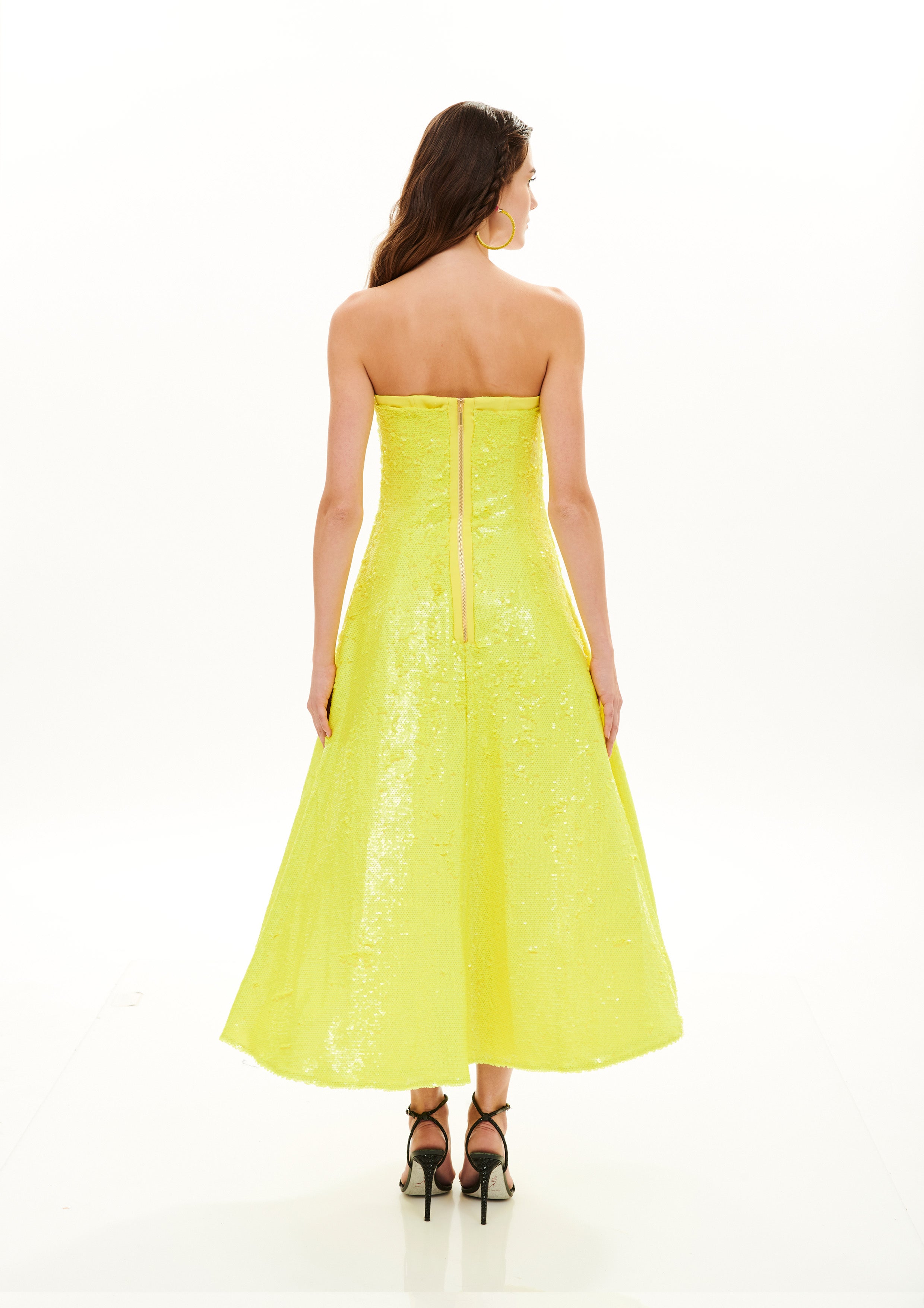 CUTOUT BUSTIER SEQUINS DRESS